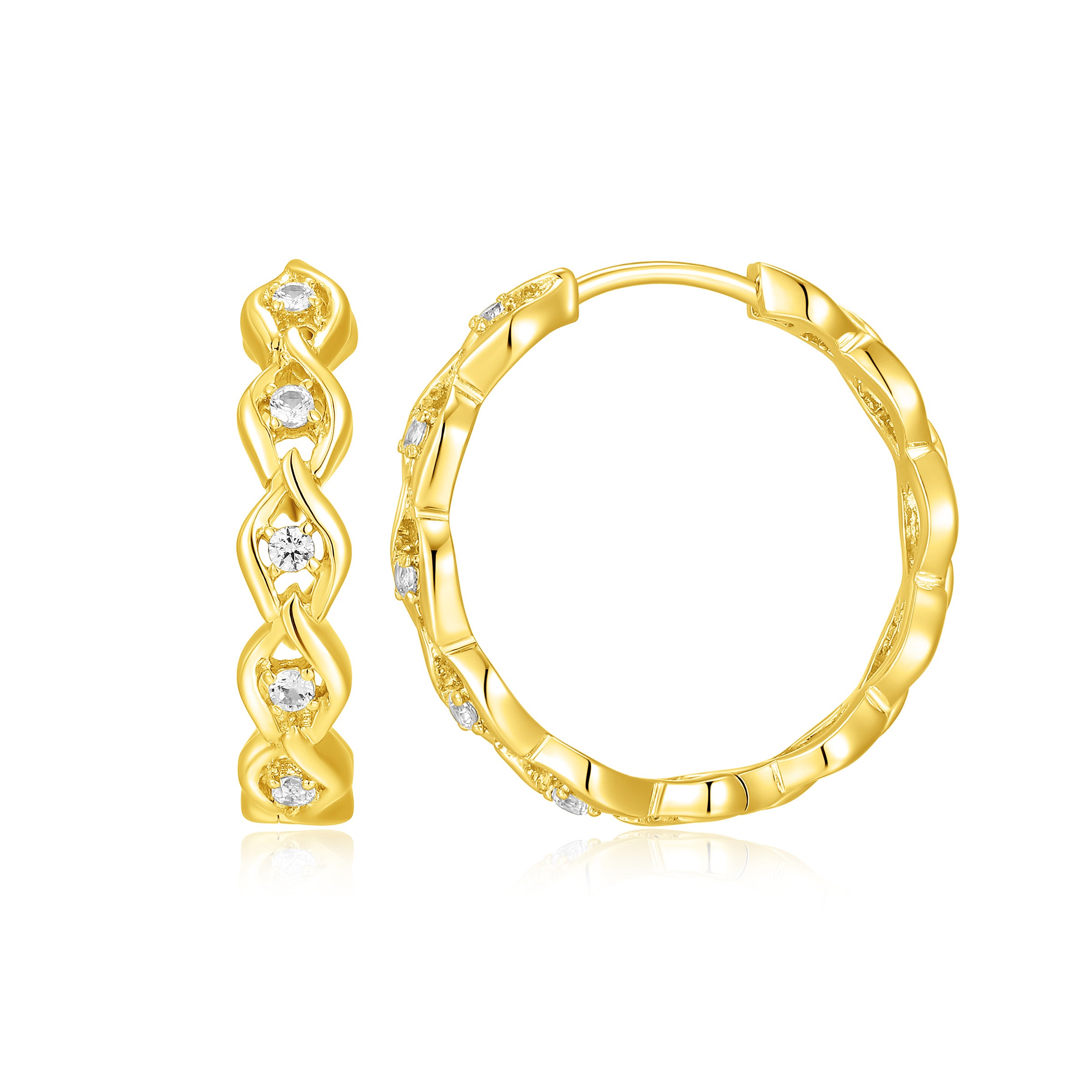 CE0190 - Intertwined Created White Sapphire Hoop Earrings