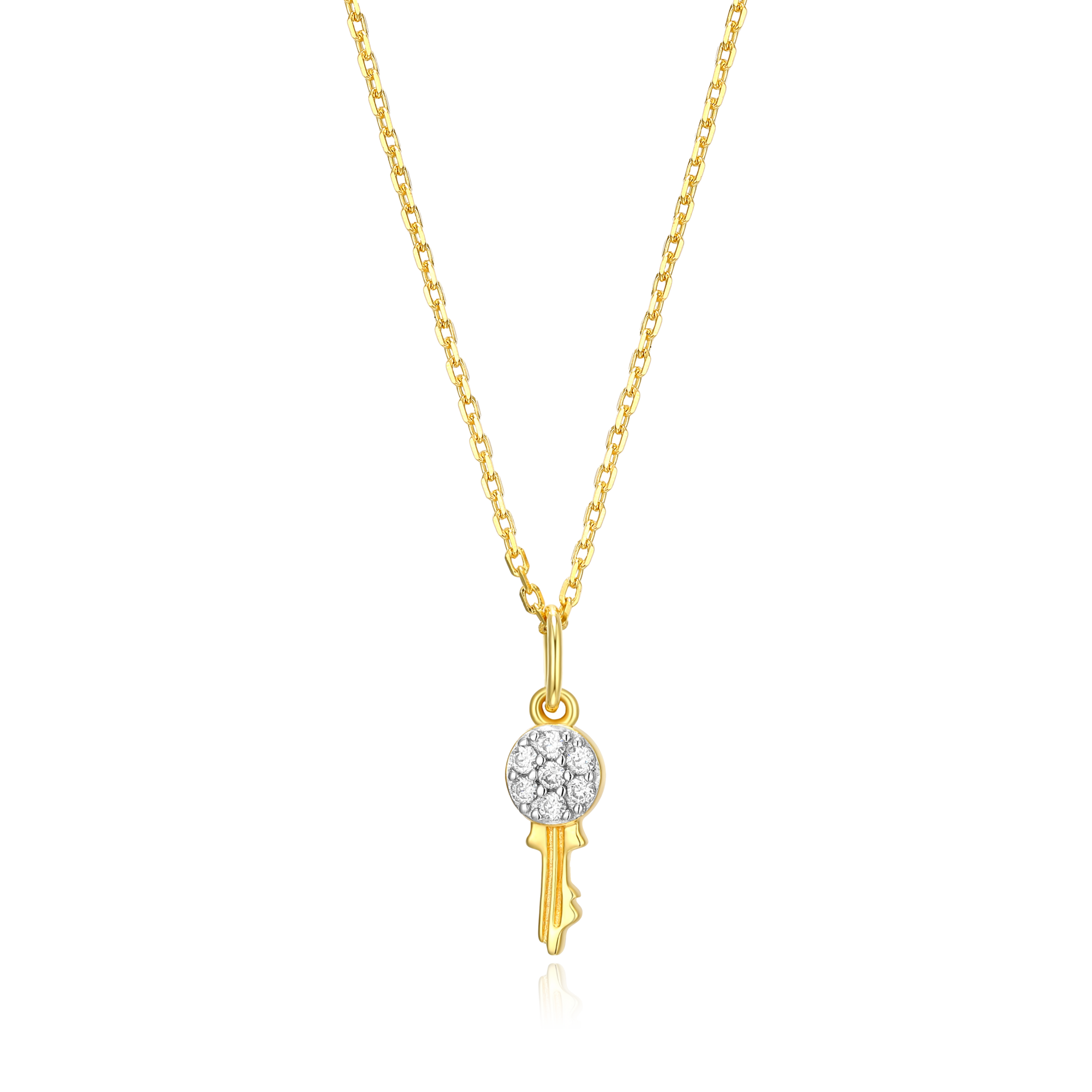 BN0019Y - Latchkey Pendant Necklace in 14K Yellow Gold-Plated Sterling Silver