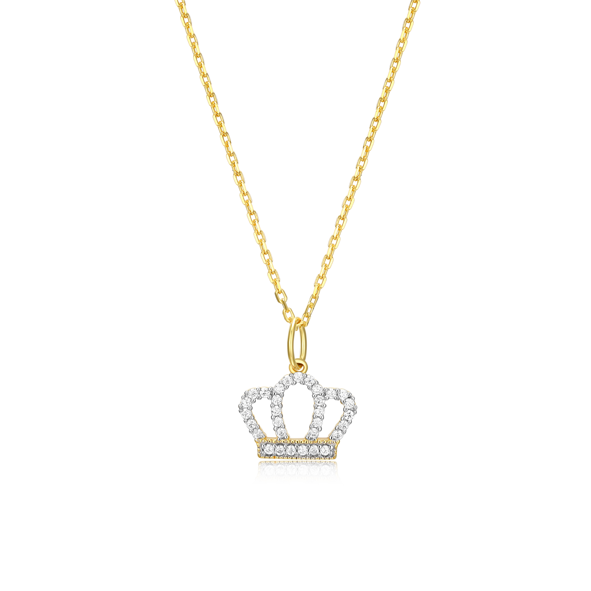 BN0024Y - Royalty Statement Necklace in 14K Yellow Gold-Plated Sterling Silver