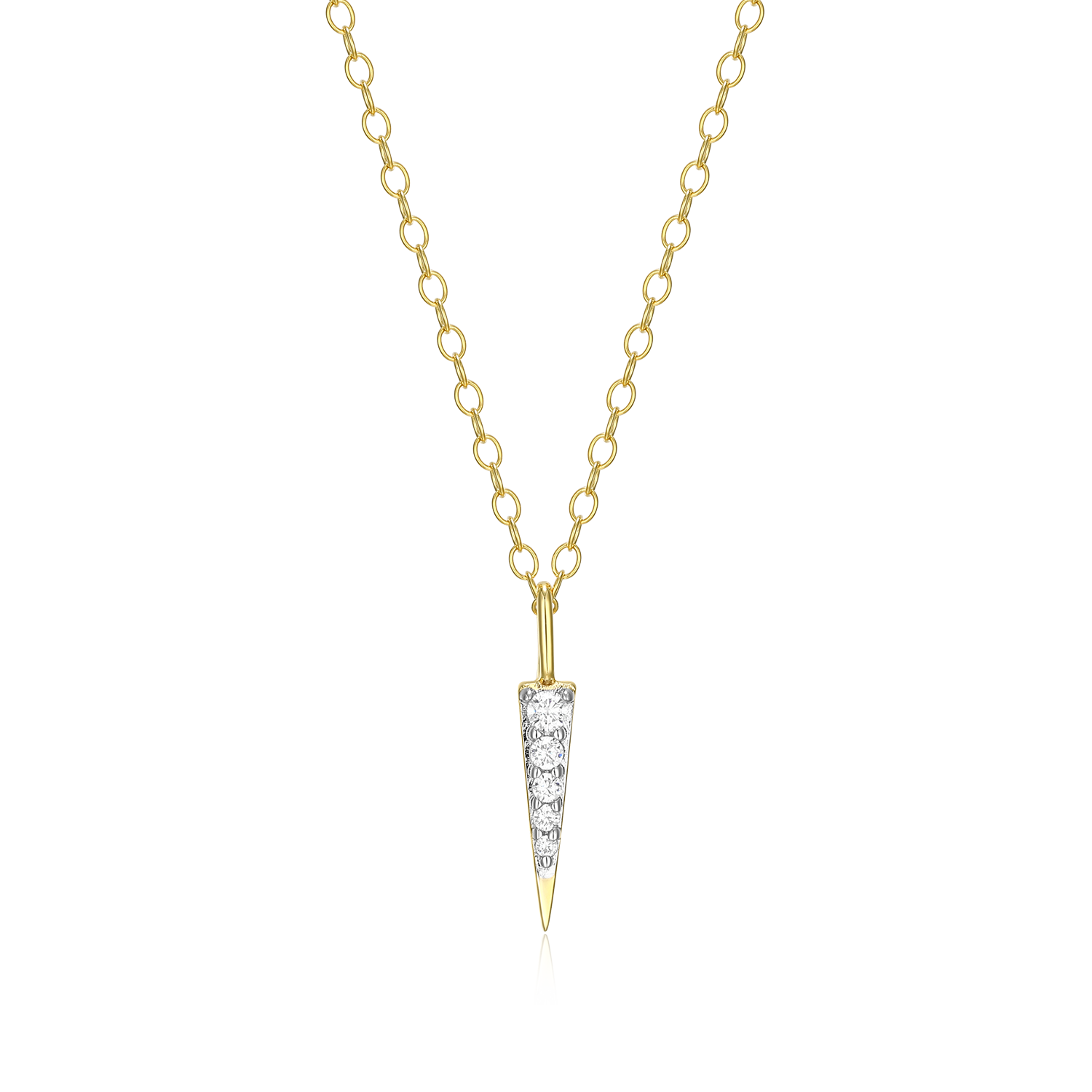 BN0190Y - Pave Dagger Lab-Created Diamond Pendant Necklace in 14K Gold & Rhodium-Plated Sterling Silver