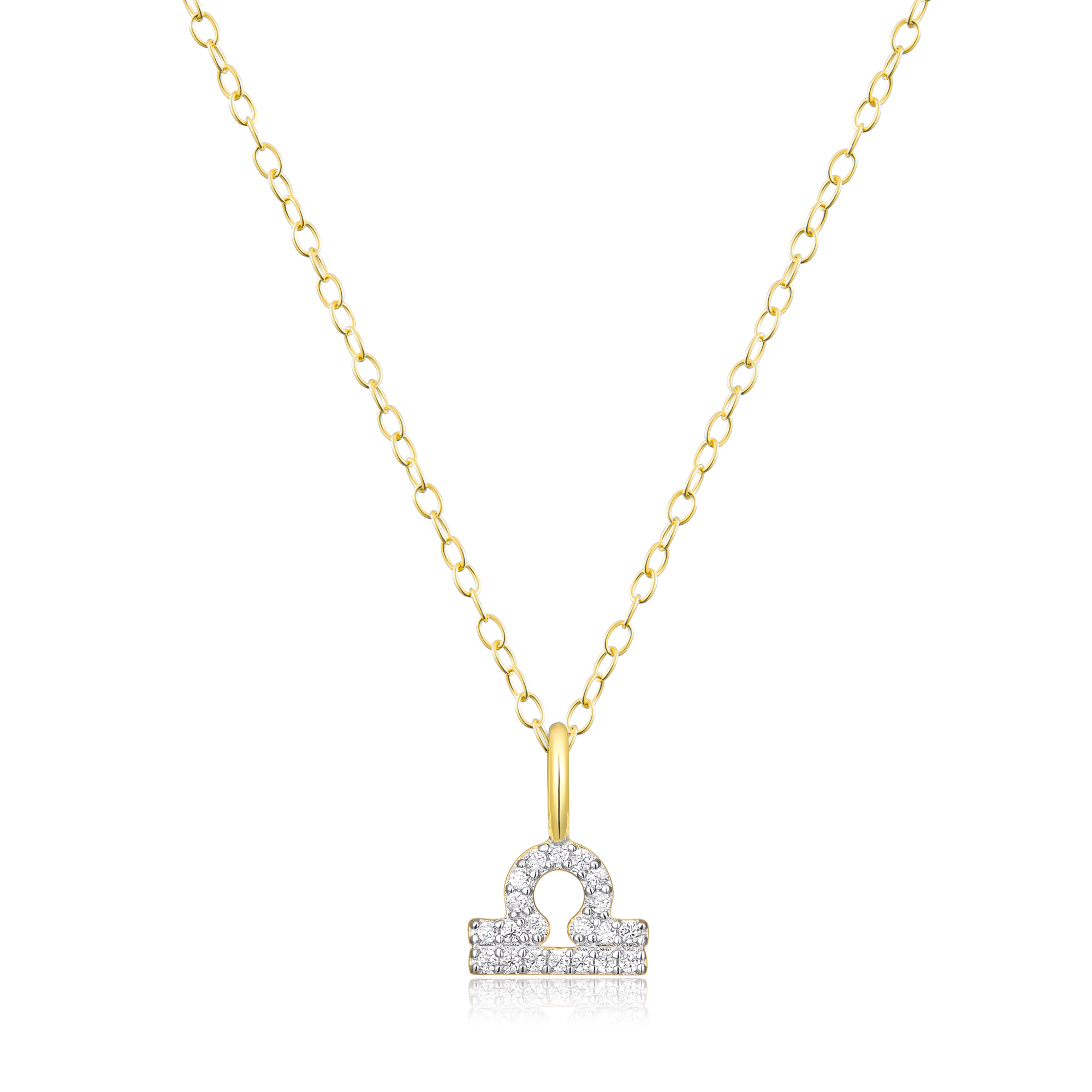 BN0114Y - Libra Constellation Pendant Necklace in 14K Yellow Gold-Plated Sterling Silver