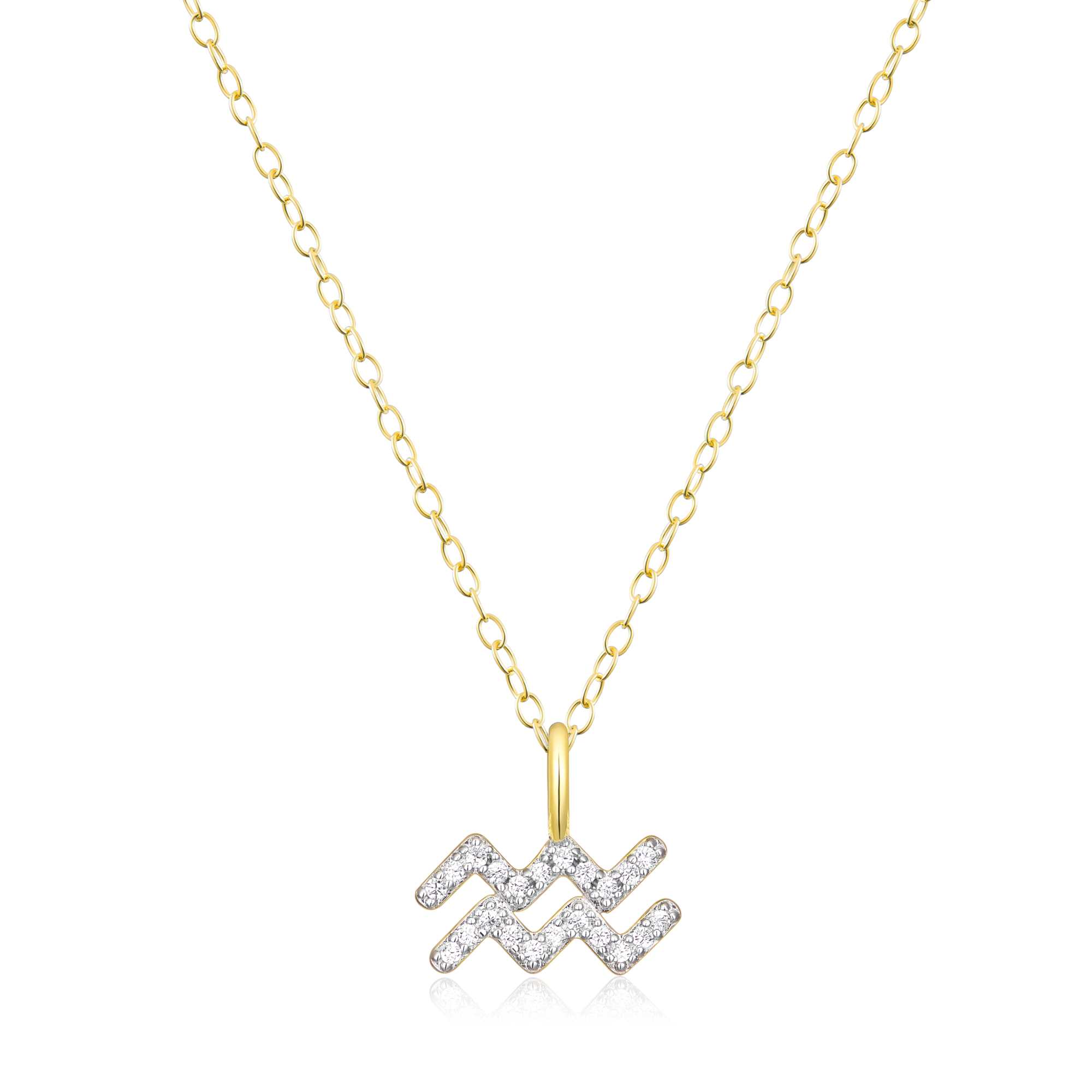 BN0118Y - Aquarius Constellation Pendant Necklace in 14K Yellow Gold-Plated Sterling Silver
