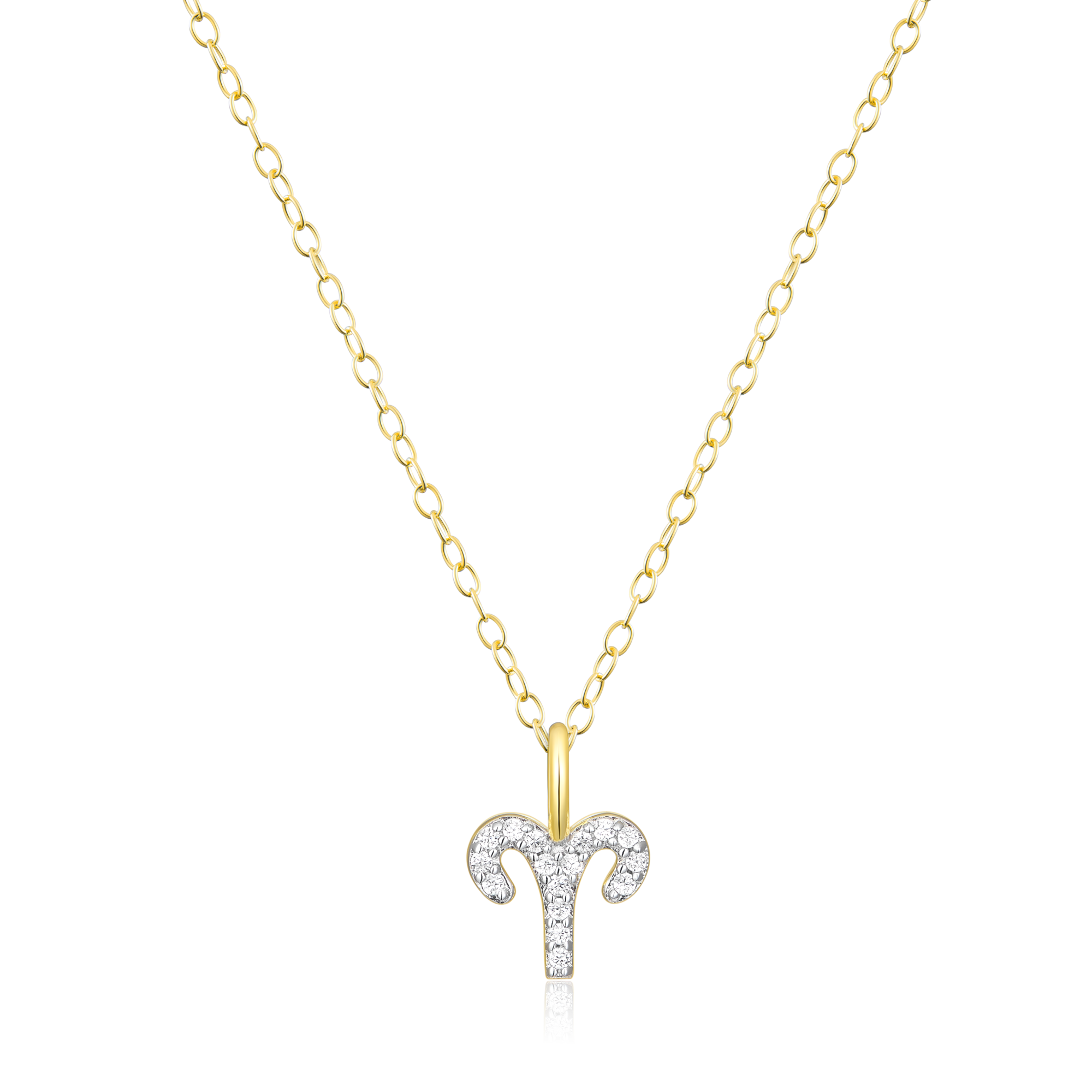 BN0108Y - Aries Constellation Pendant Necklace in 14K Yellow Gold-Plated Sterling Silver