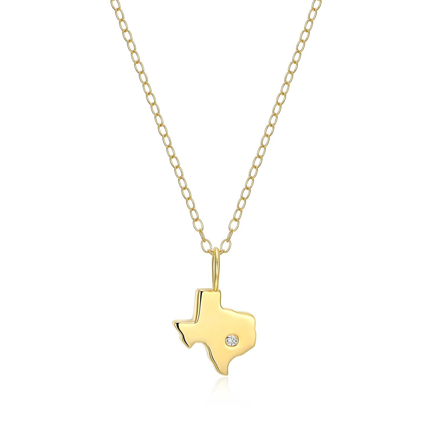 BN0203Y - Texas State Lab-Created Diamond Pendant Necklace in 14K Gold-Plated Sterling Silver
