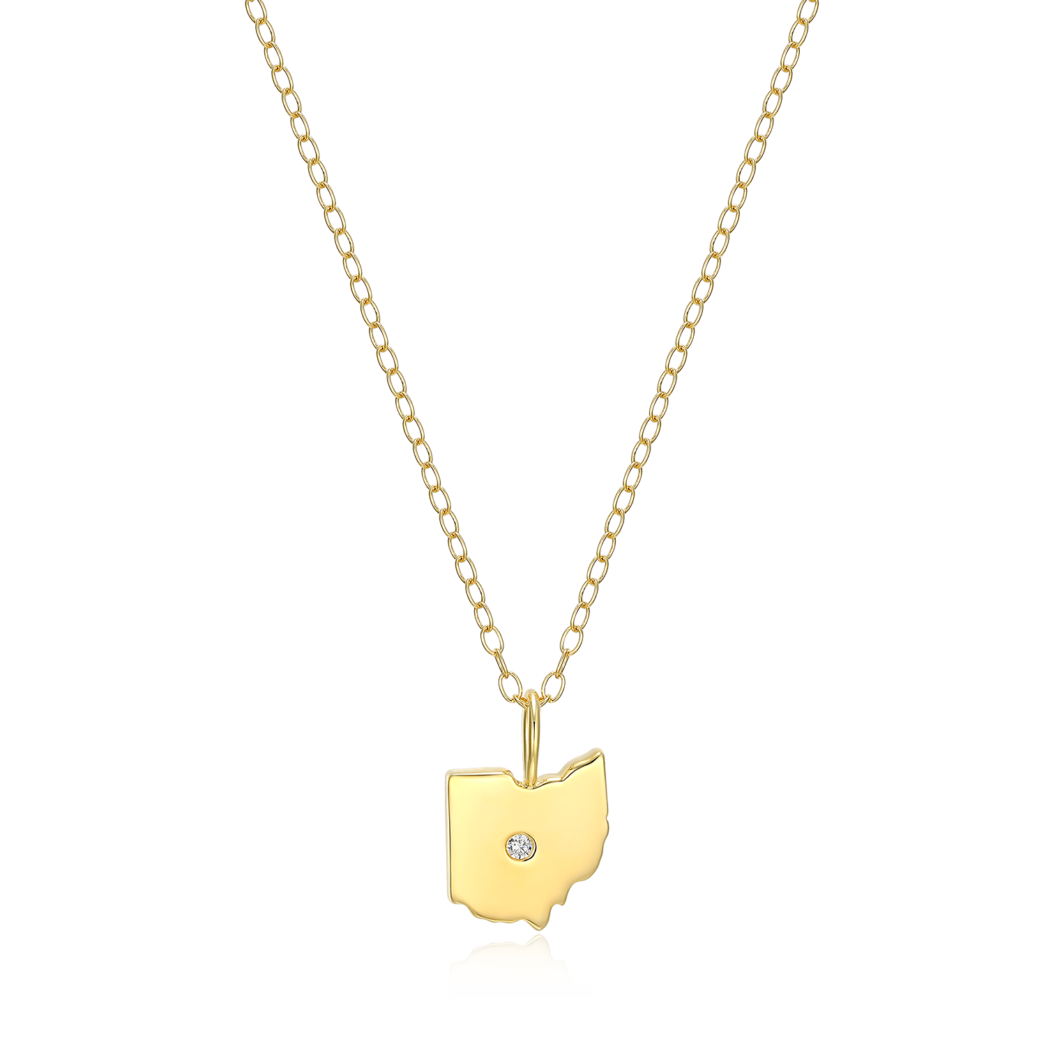 BN0204Y - Ohio State Lab-Created Diamond Pendant Necklace in 14K Gold-Plated Sterling Silver