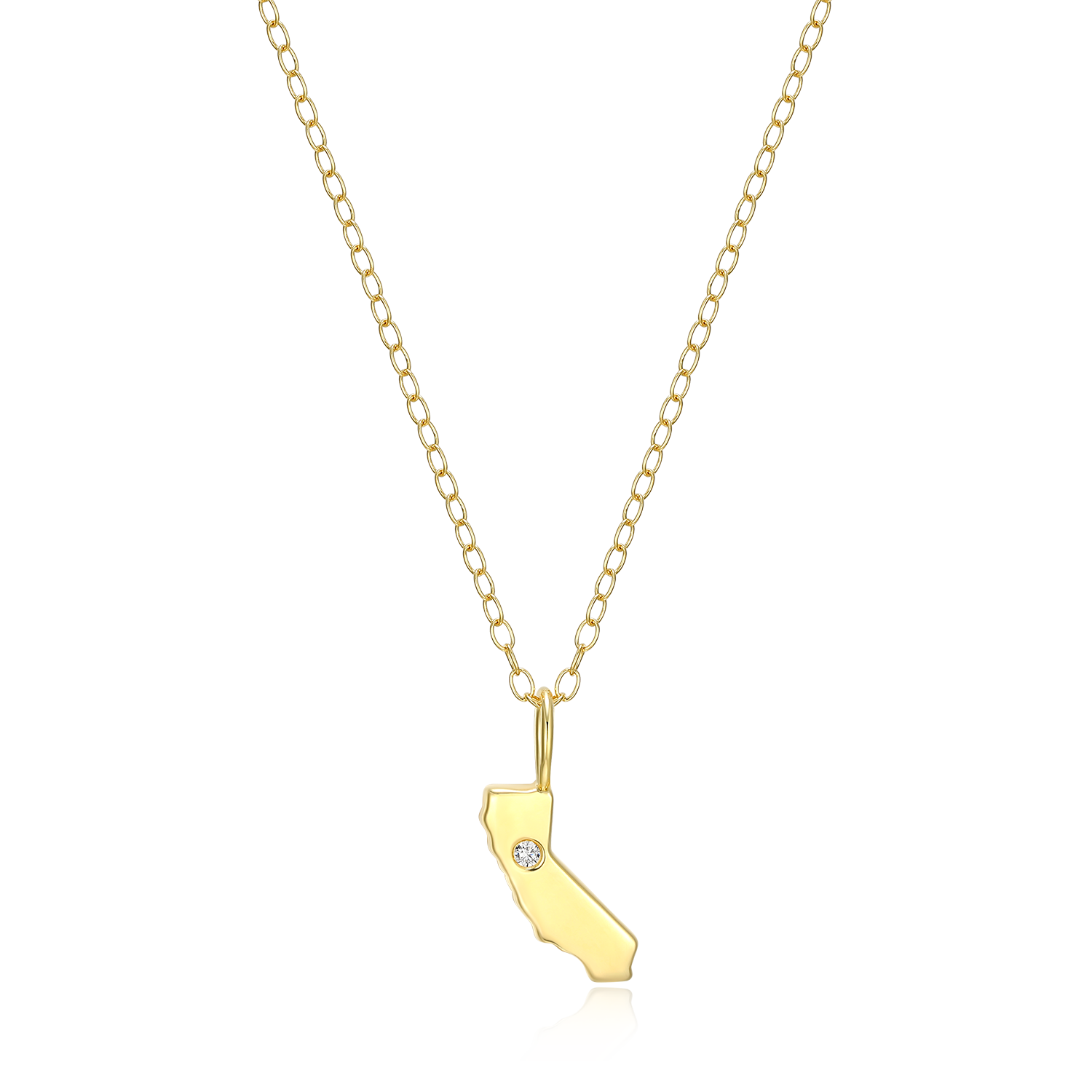 BN0205Y - California State Lab-Created Diamond Pendant Necklace in 14K Gold-Plated Sterling Silver