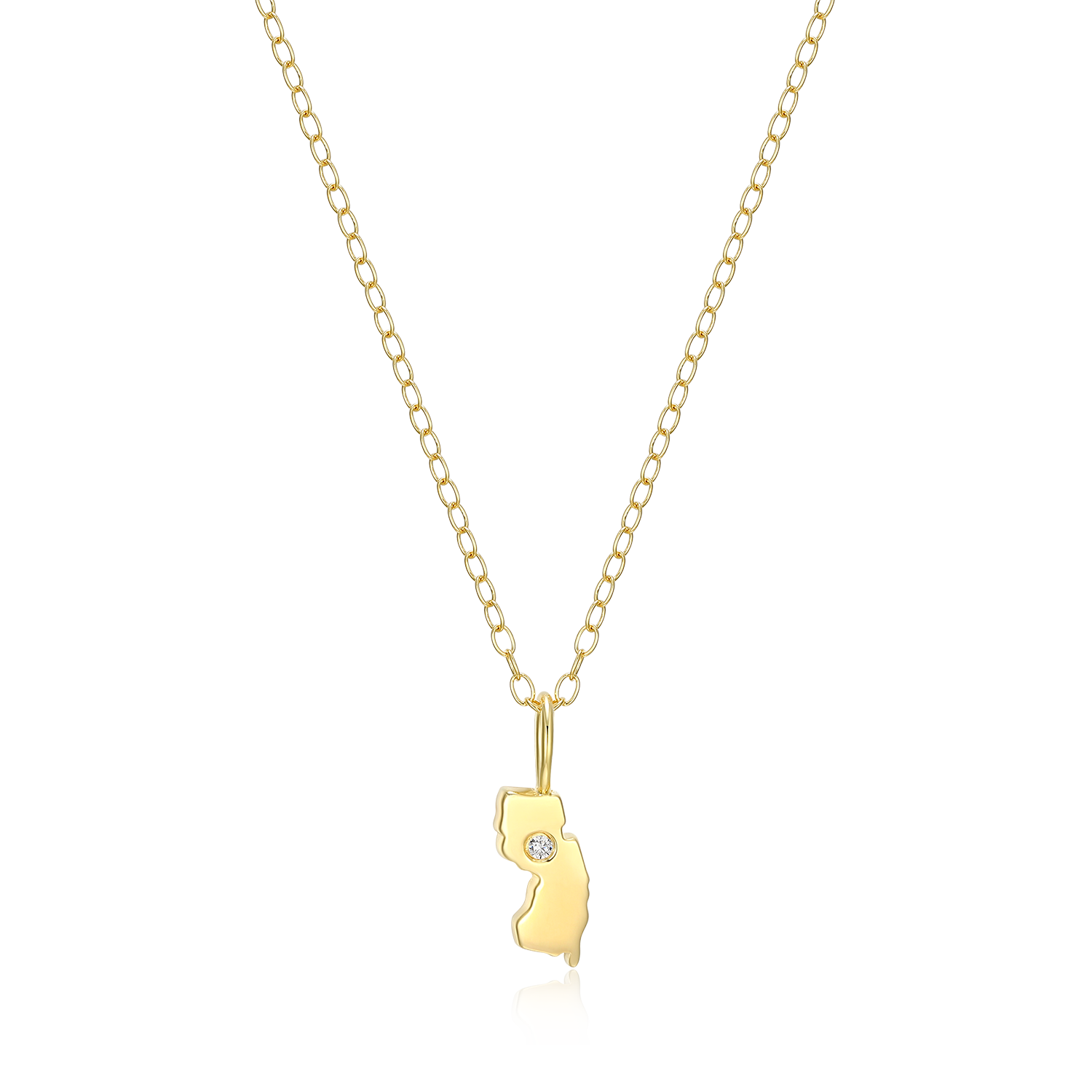 BN0206Y - New Jersey State Lab-Created Diamond Pendant Necklace in 14K Gold-Plated Sterling Silver
