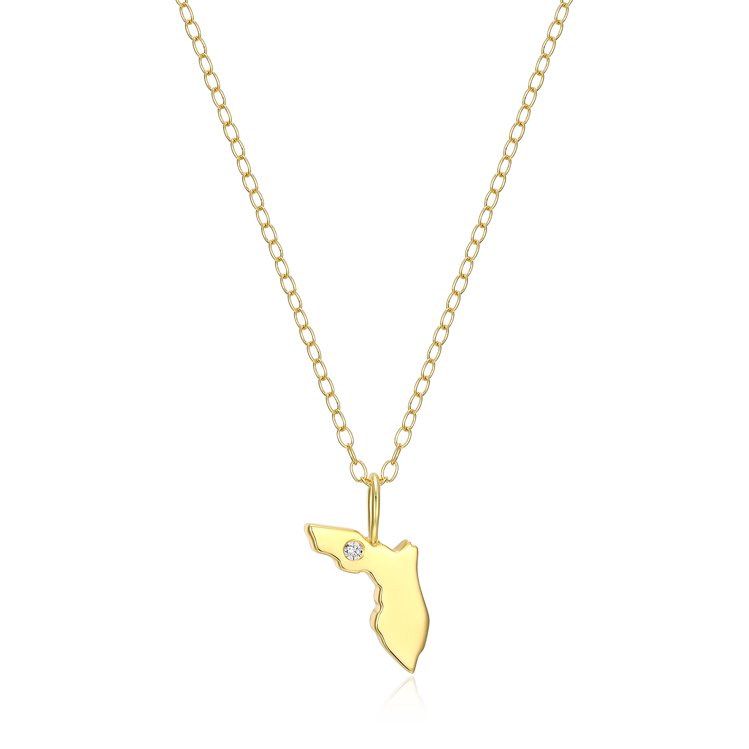 BN0208Y - Florida State Lab-Created Diamond Pendant Necklace in 14K Gold-Plated Sterling Silver
