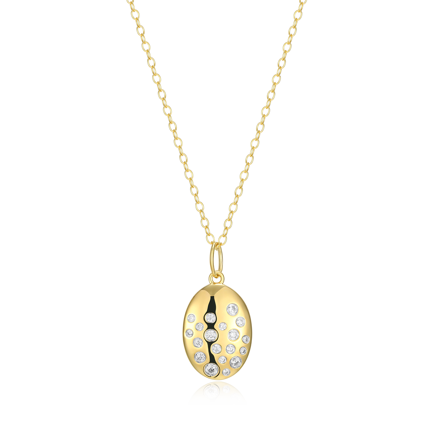 BN0214Y - Scattered Medallion Lab-Created Diamond Pendant Necklace in 14K Yellow Gold-Plated Sterling Silver