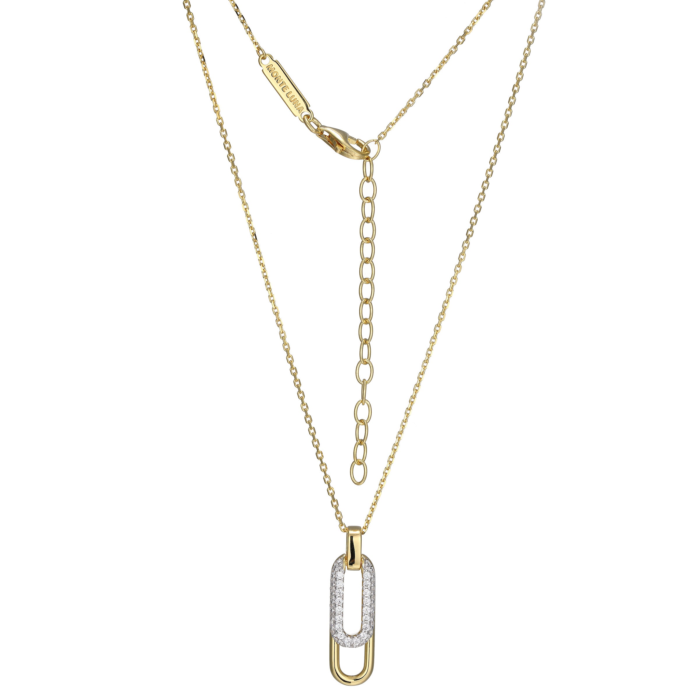 MN0118 - Paperclip Pave Lab-Created Diamond Pendant Necklace
