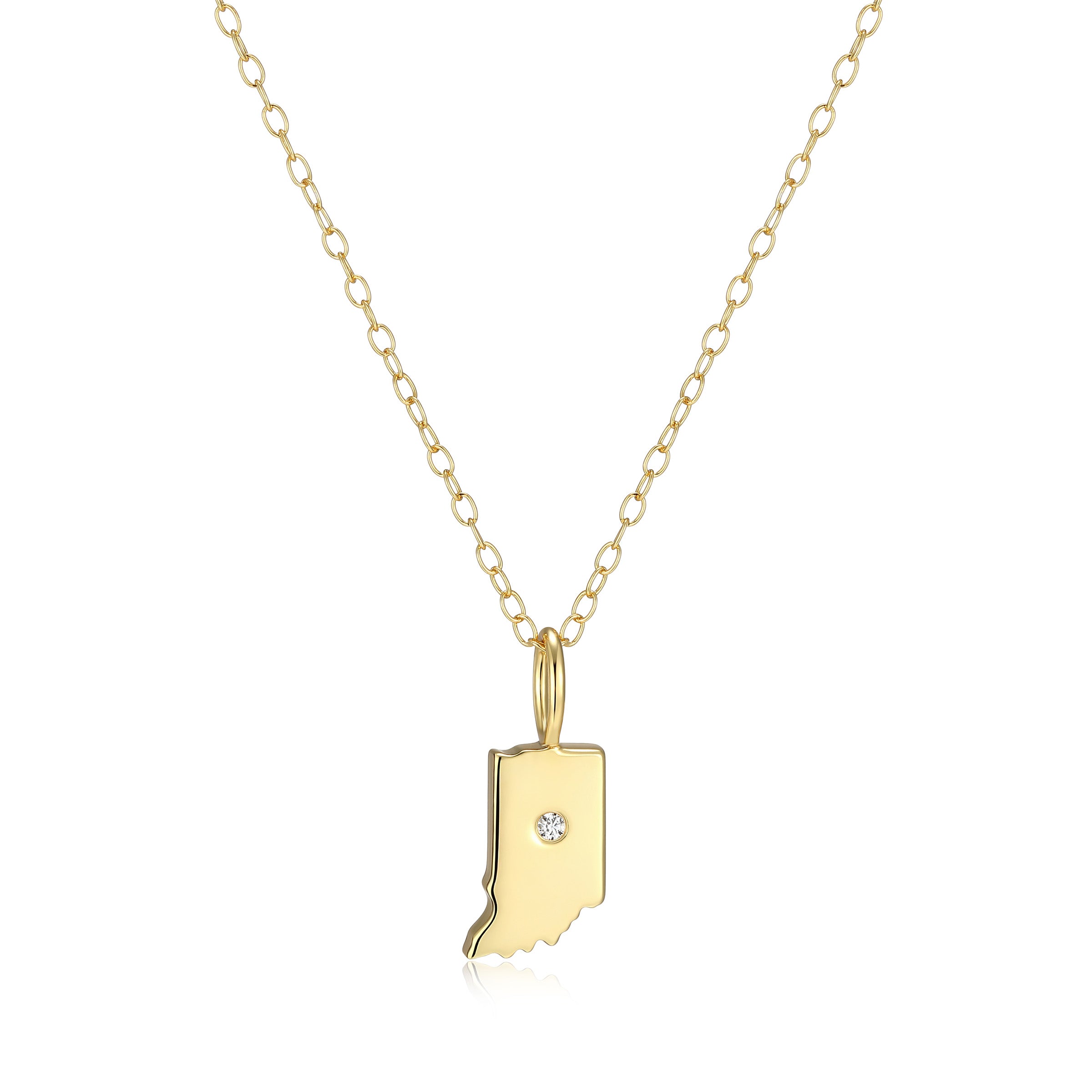 BN0288Y - Indiana State Lab-Created Diamond Pendant Necklace