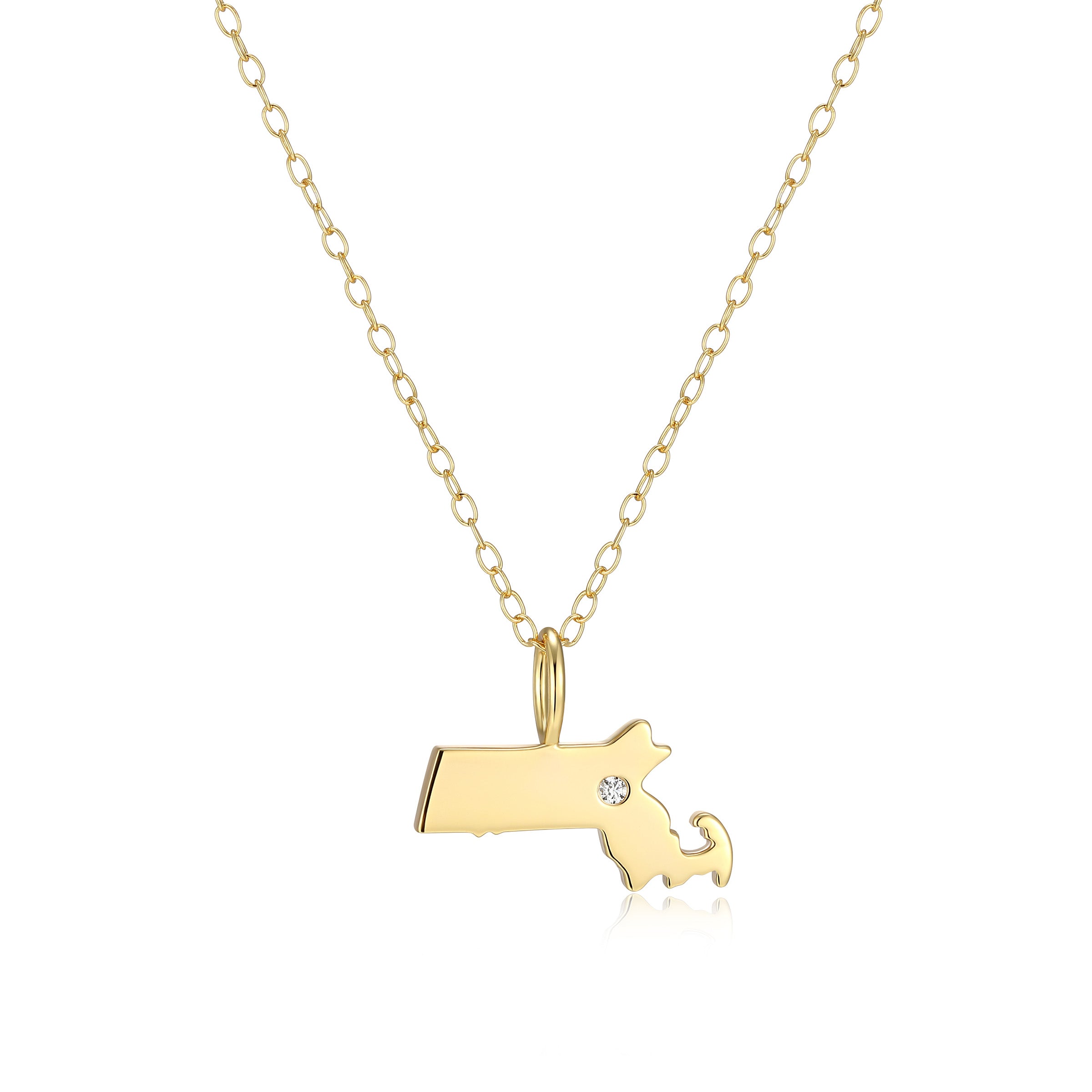 BN0292Y - Massachusetts State Lab-Created Diamond Pendant Necklace