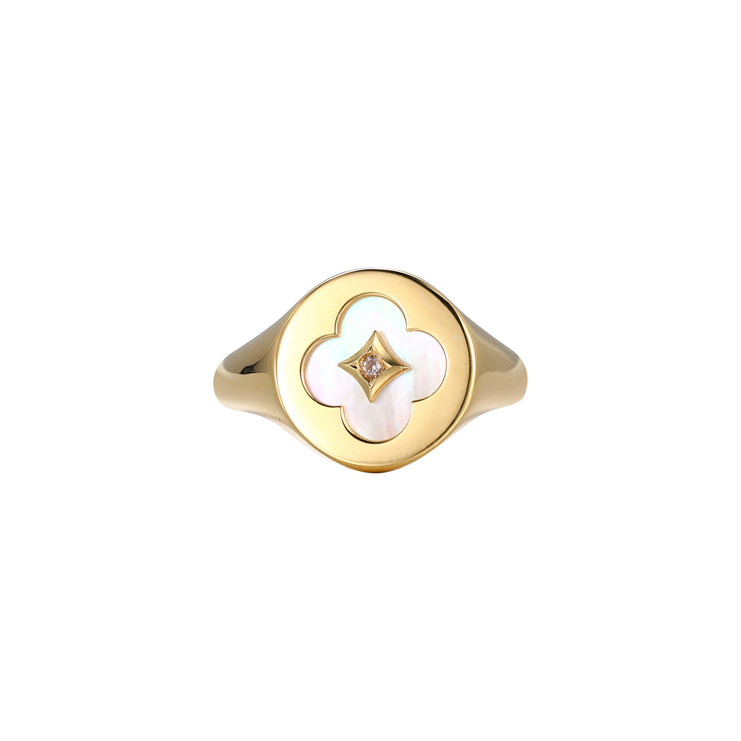 CR0198 - Clover Mother-of-Pearl Ring - Size 7