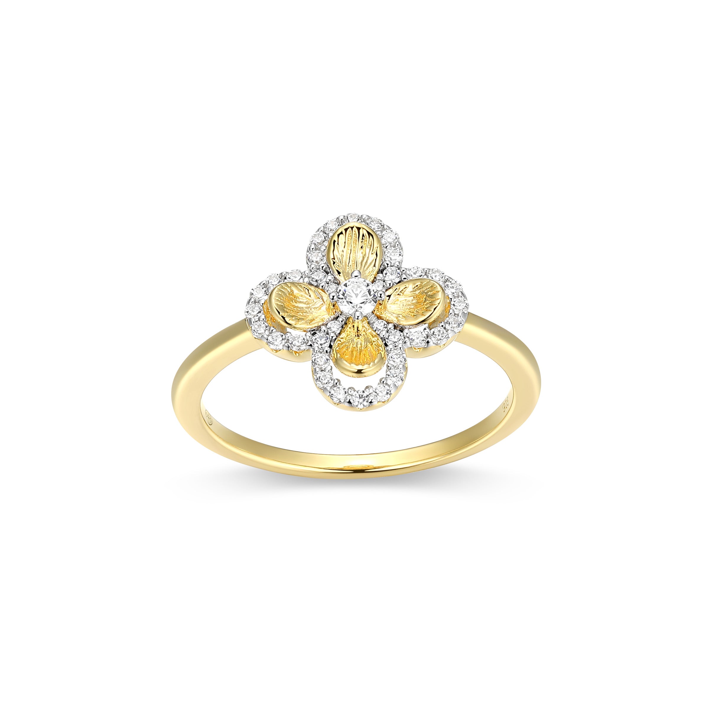 CR0205 - Flower Clover Ring - Size 8