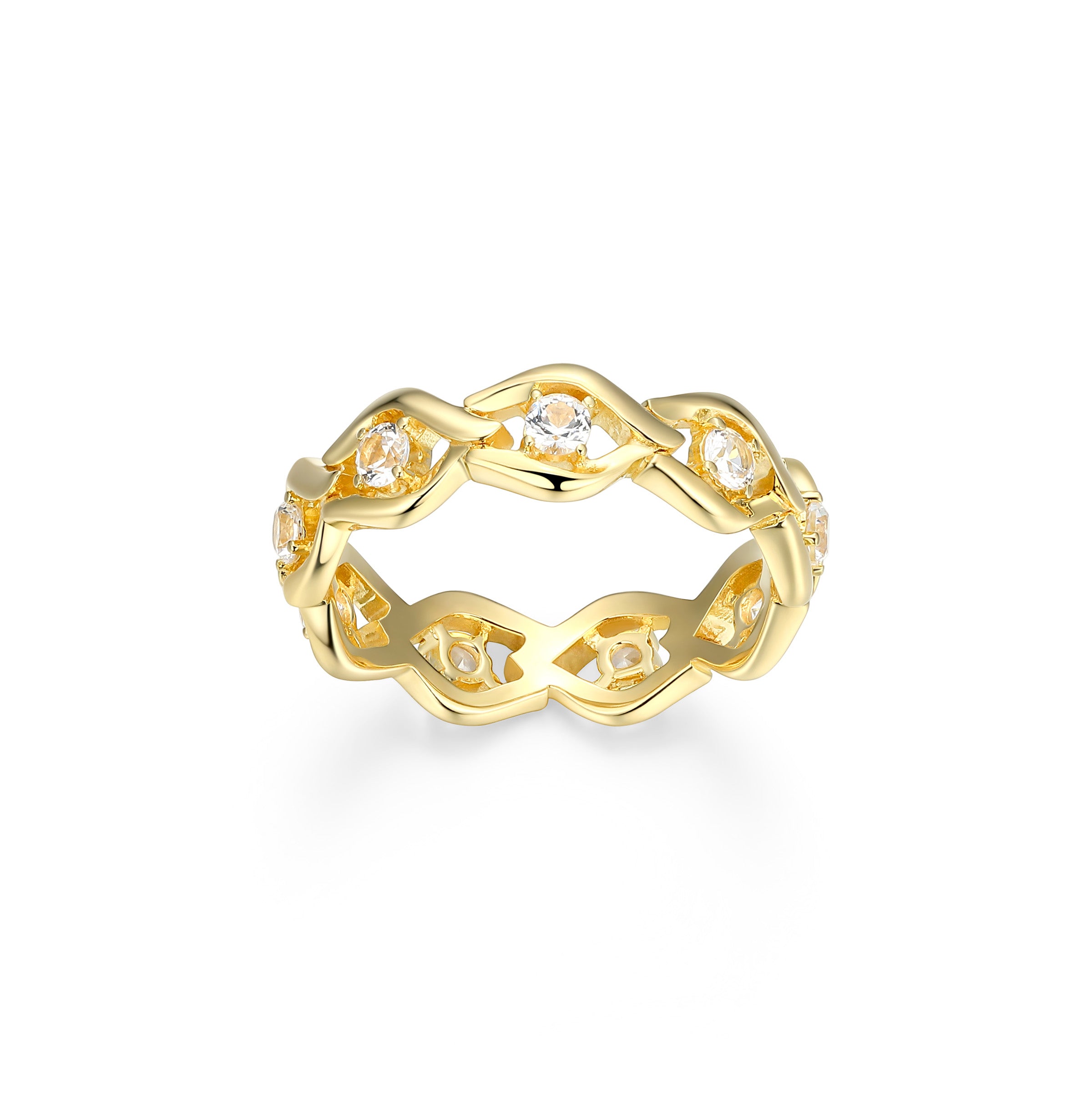 CR0190 - Intertwined Created White Sapphire Ring - Size 8