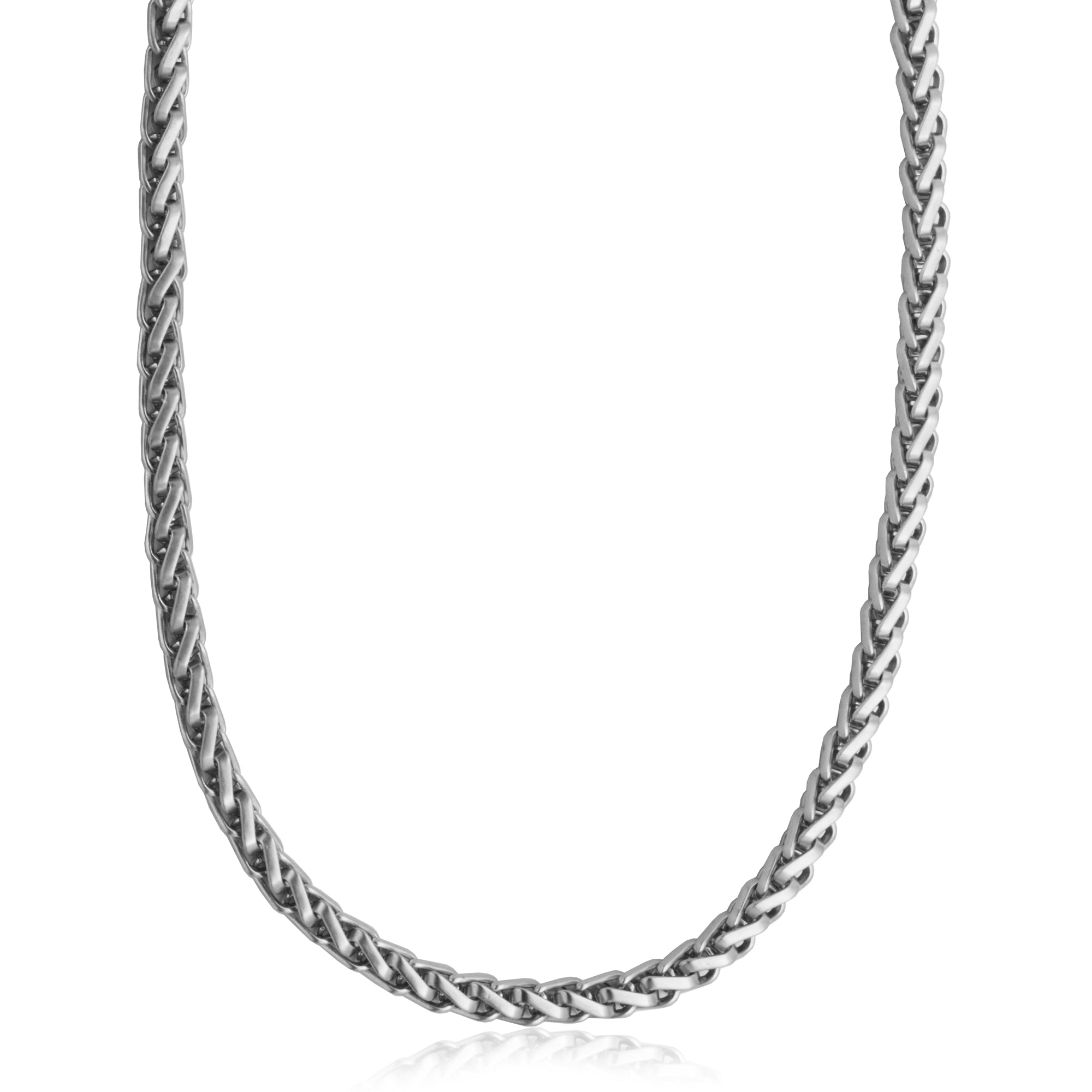STEELX 6mm Matte Wheat Chain Necklace - Silver