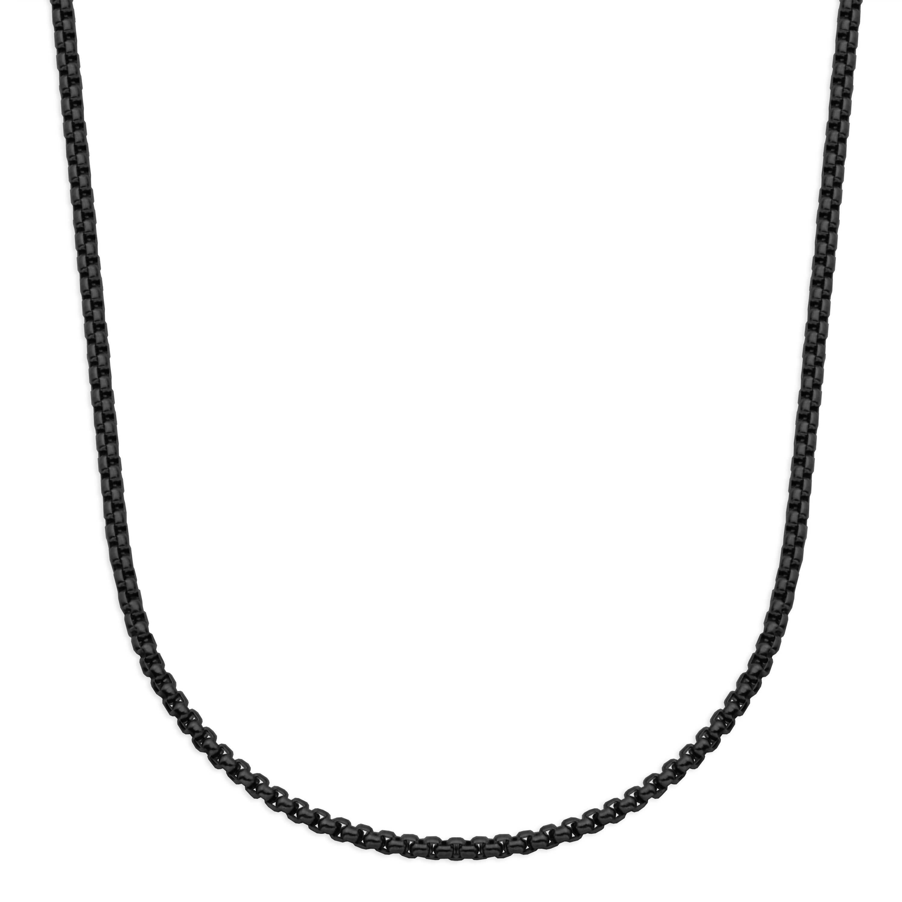 Steelx Stainless Steel  Ip Black 2Mm Rounded Box Chain. 22"
