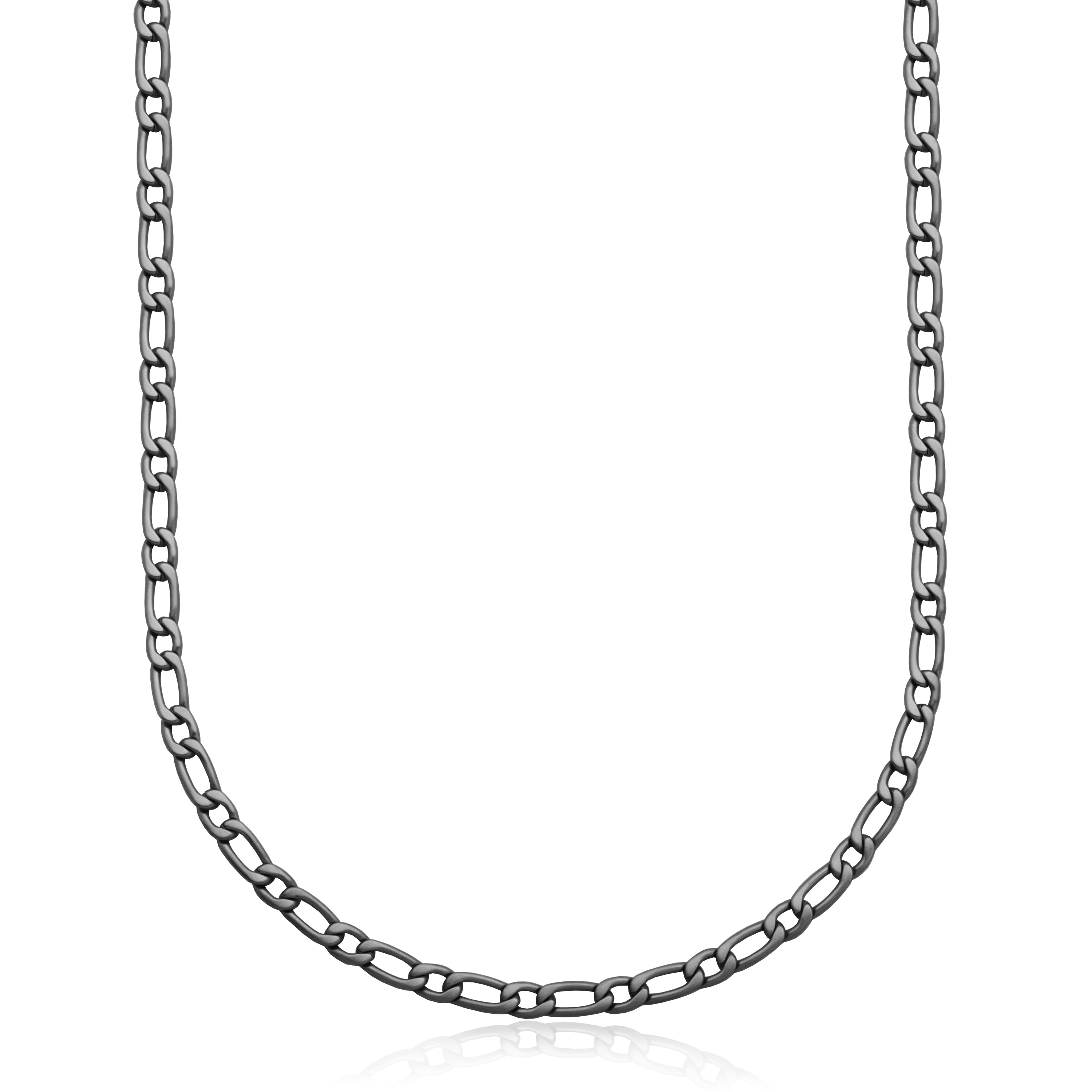 STEELX 6mm Elongated Figaro Chain Necklace - Silver