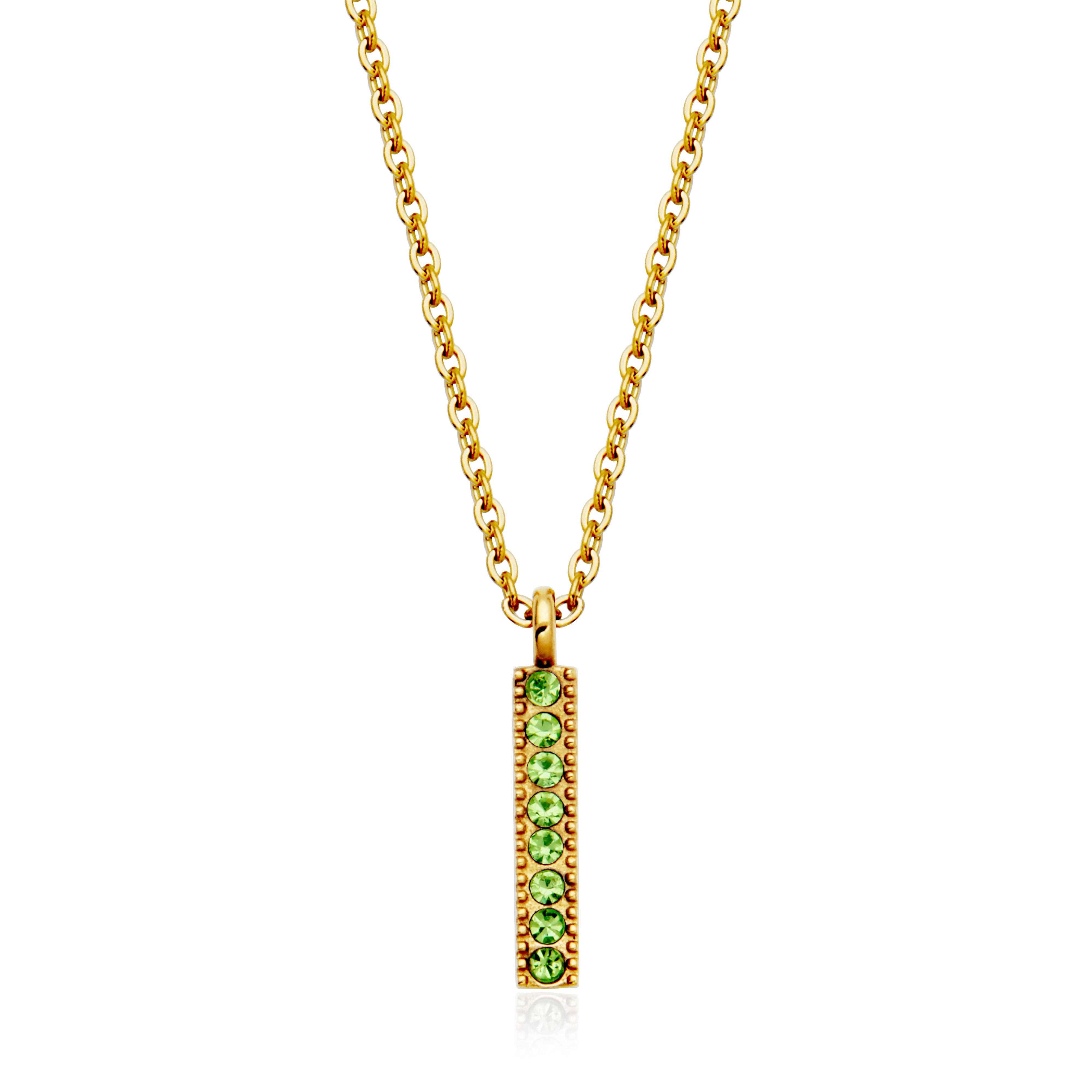 CJ Steelx Peridot Crystal Birthstone Bar Necklace - August