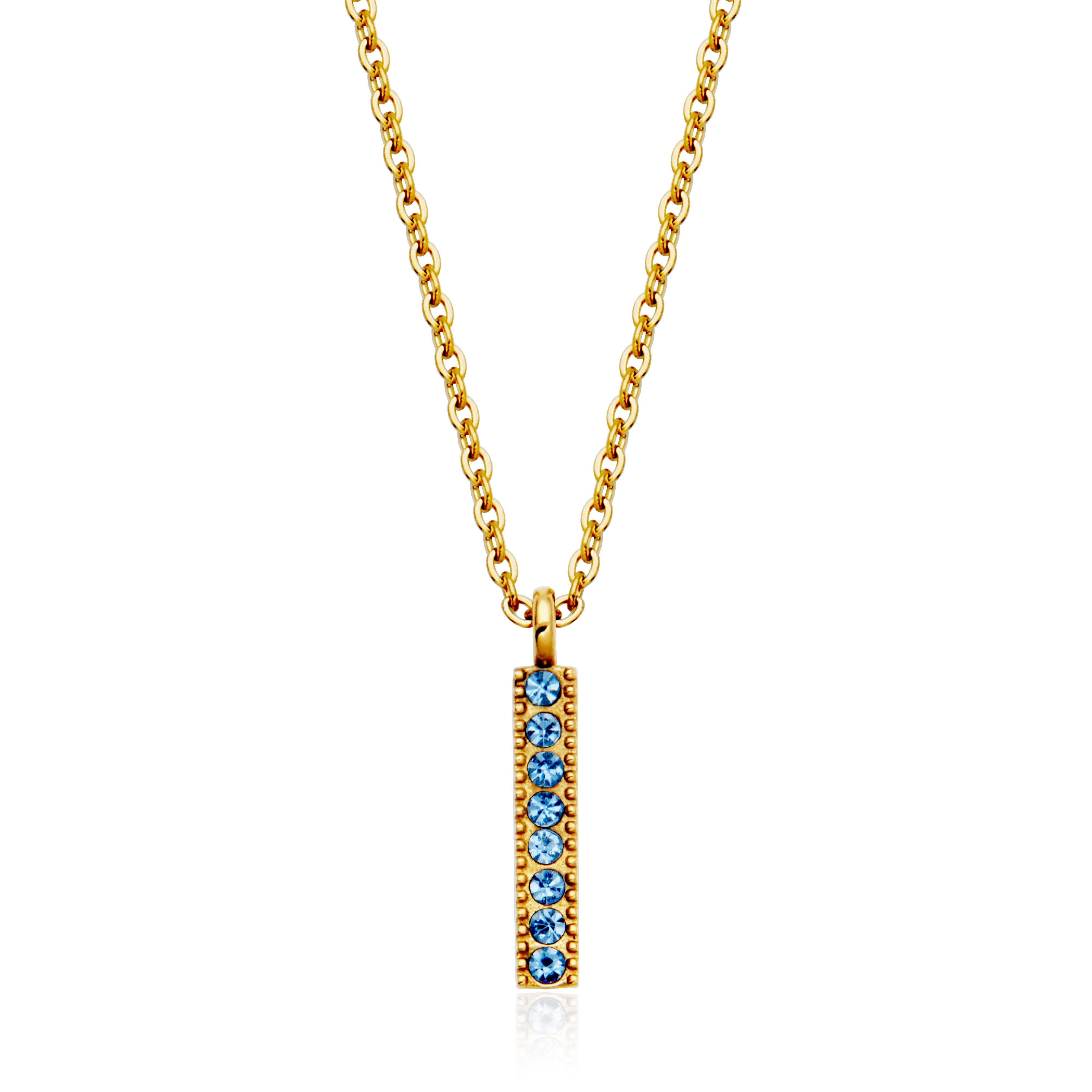CJ Steelx Light Sapphire Birthstone Bar Necklace - December