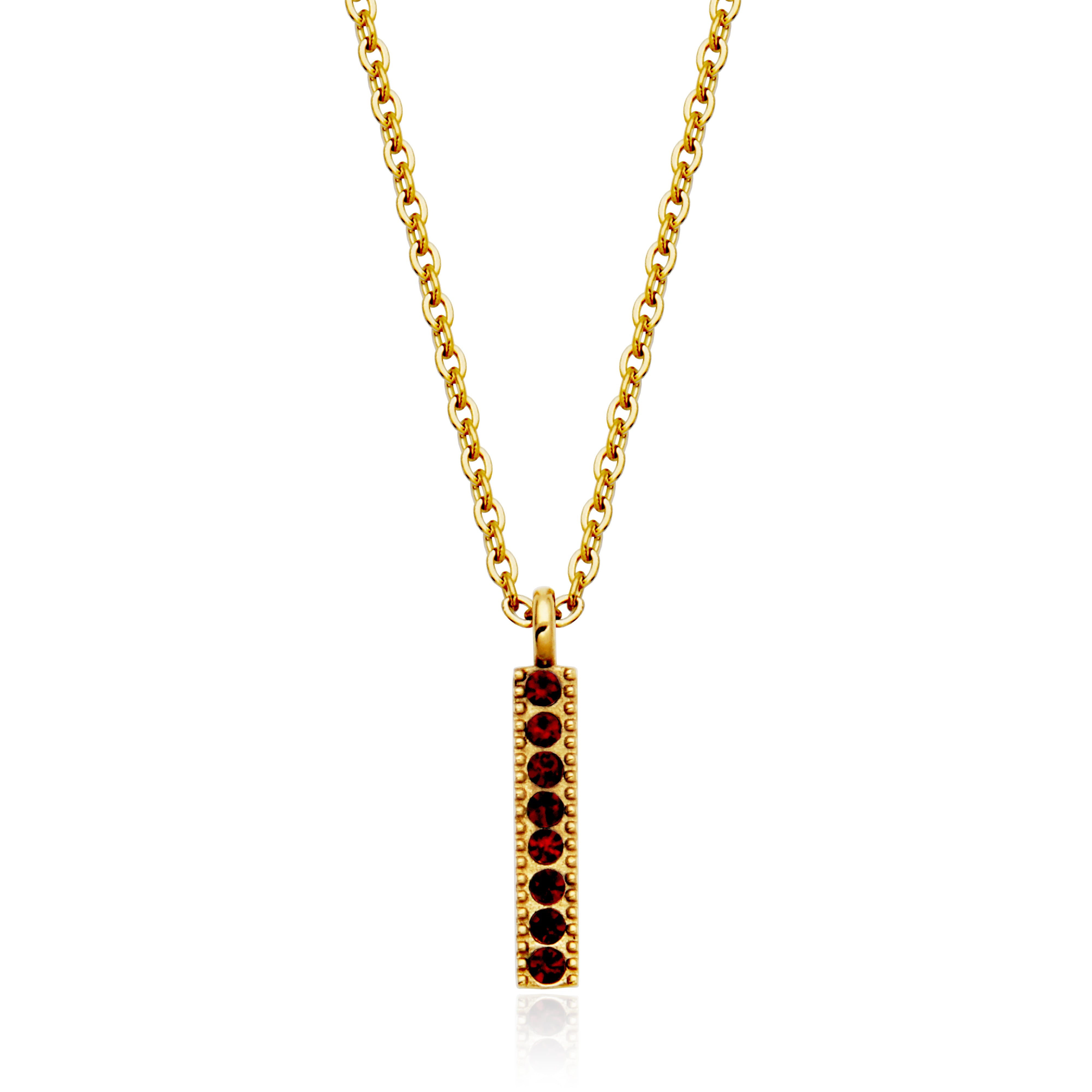 CJ Steelx Siam Crystal Birthstone Bar Necklace - January