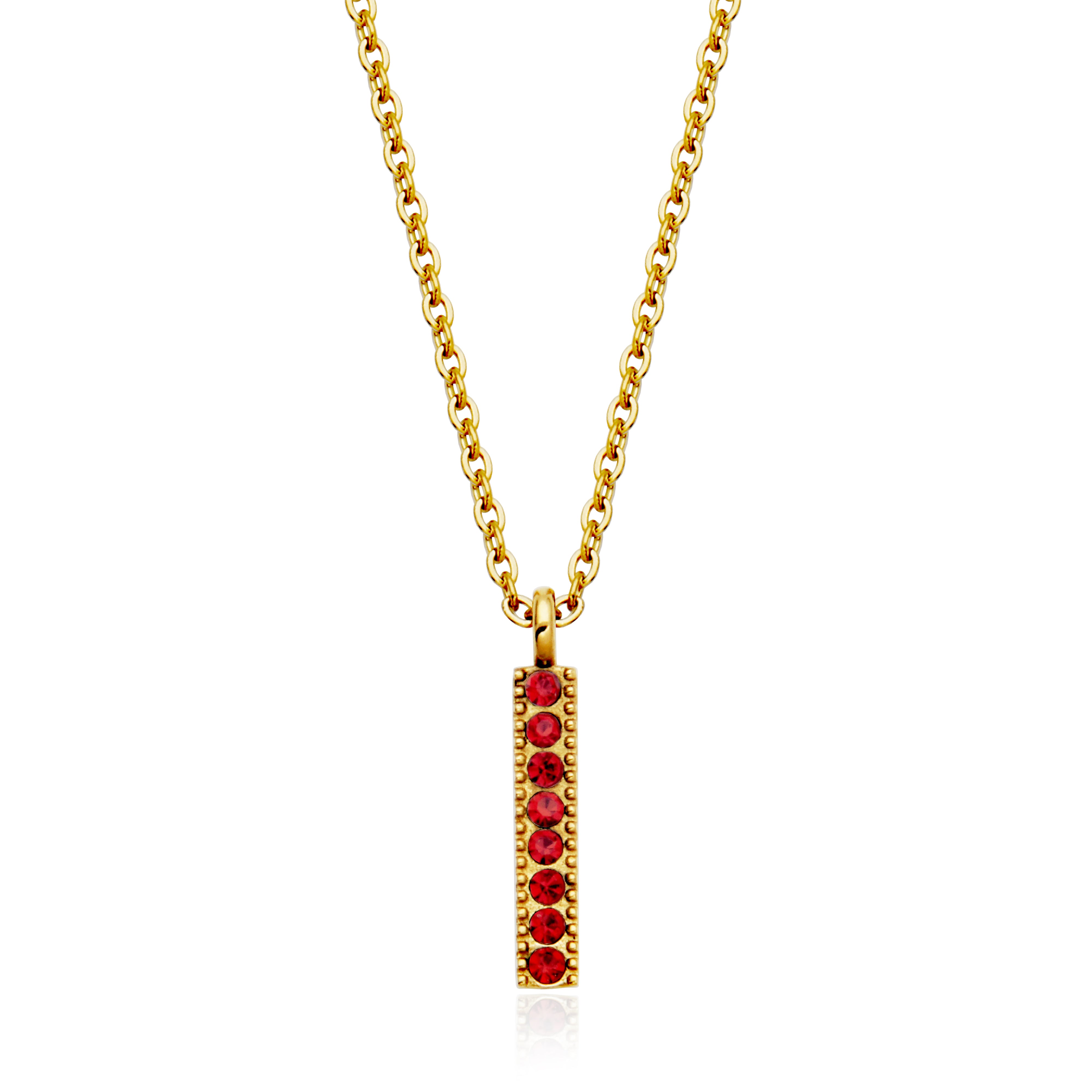 CJ Steelx Light Siam Crystal Birthstone Bar Necklace - July