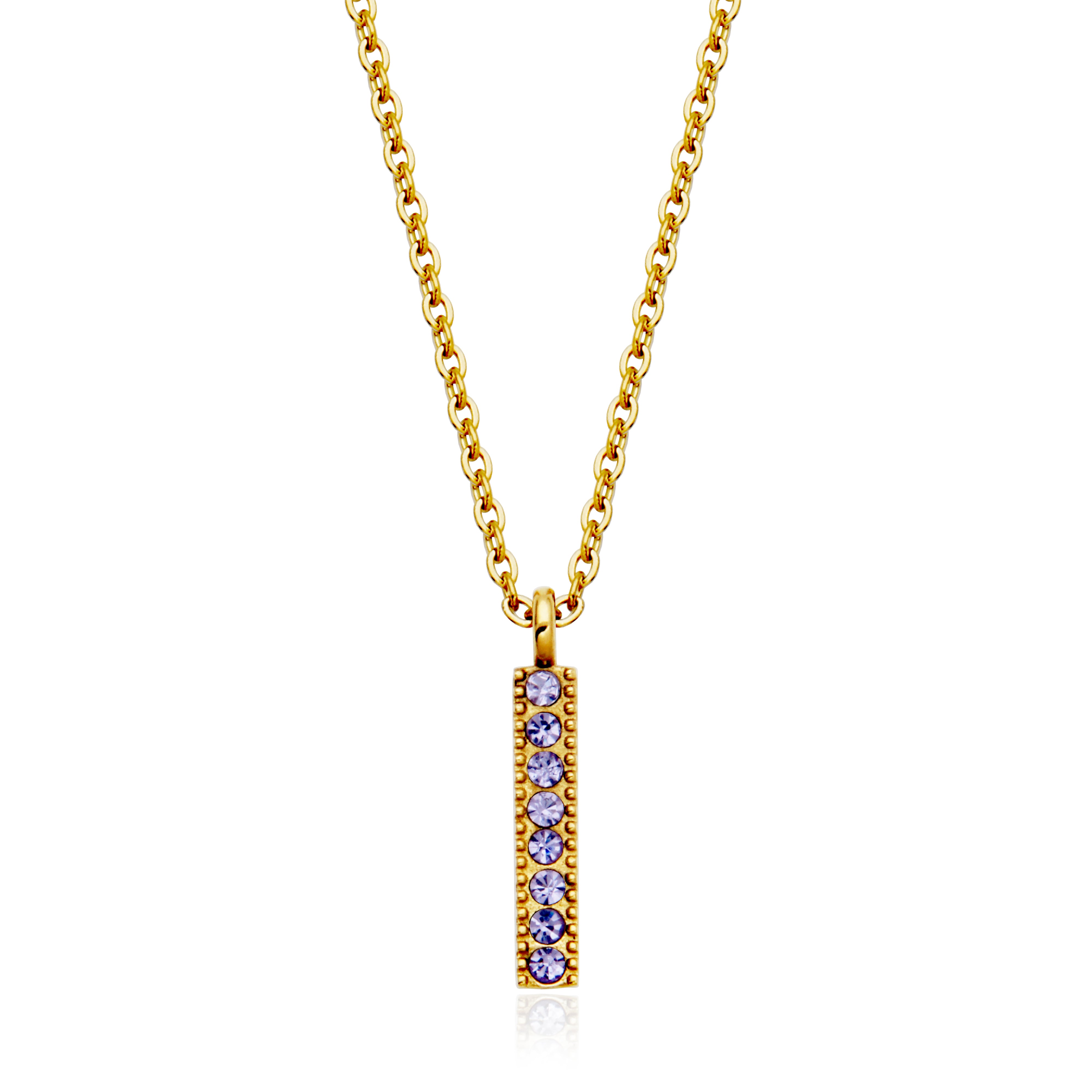 CJ Steelx Violet Crystal Birthstone Bar Necklace - June