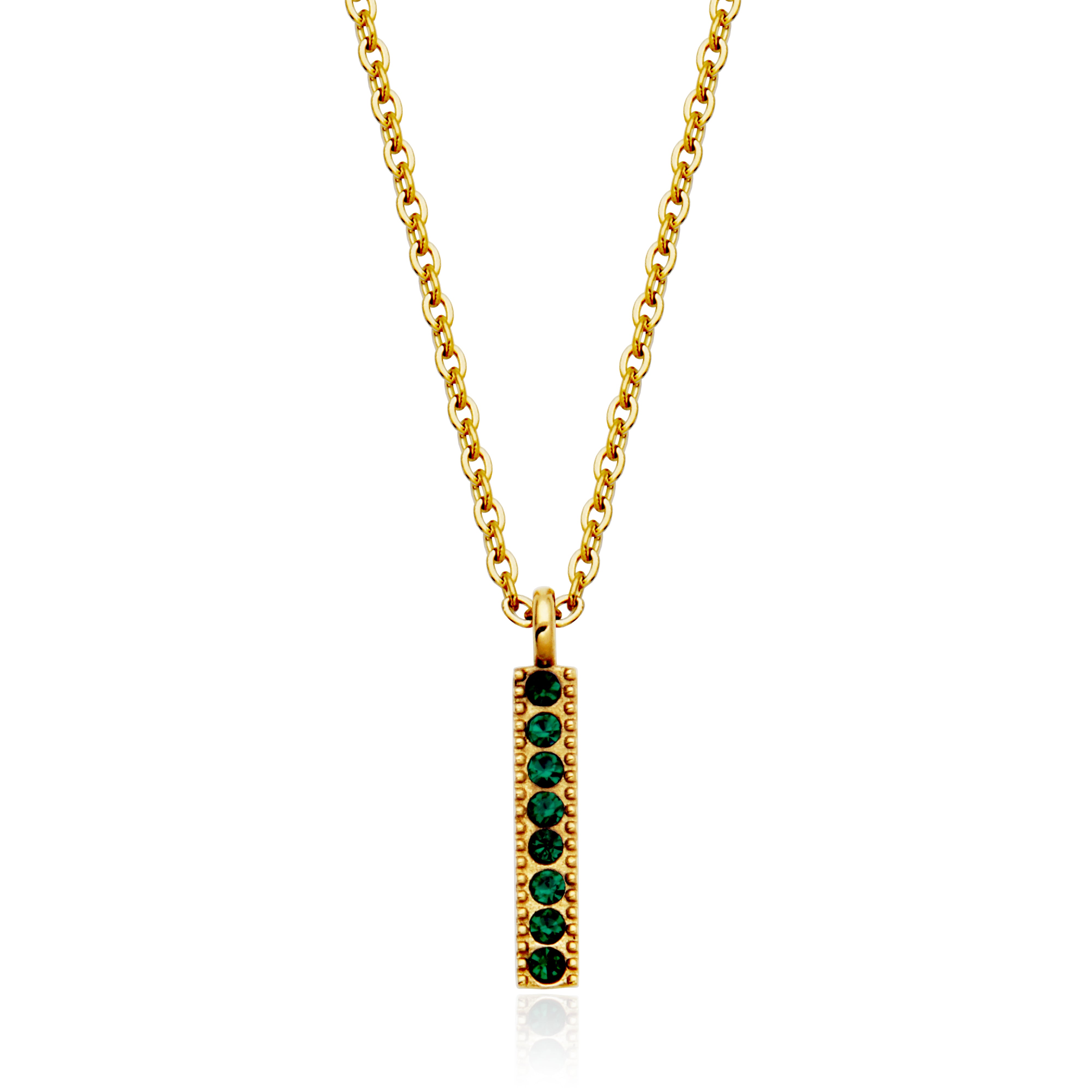 CJ Steelx Emerald Crystal Birthstone Bar Necklace - May