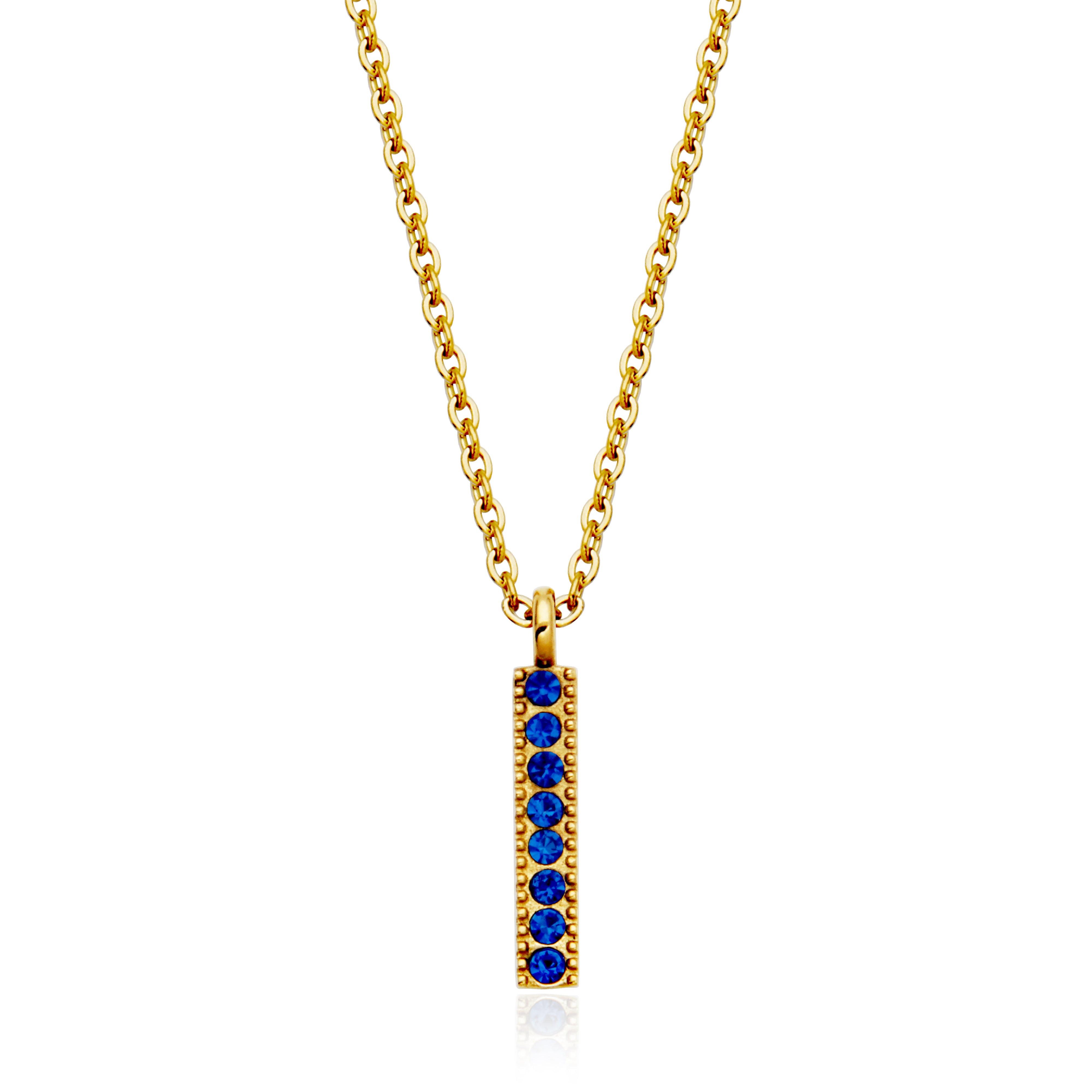 CJ Steelx Sapphire Crystal Birthstone Bar Necklace - September