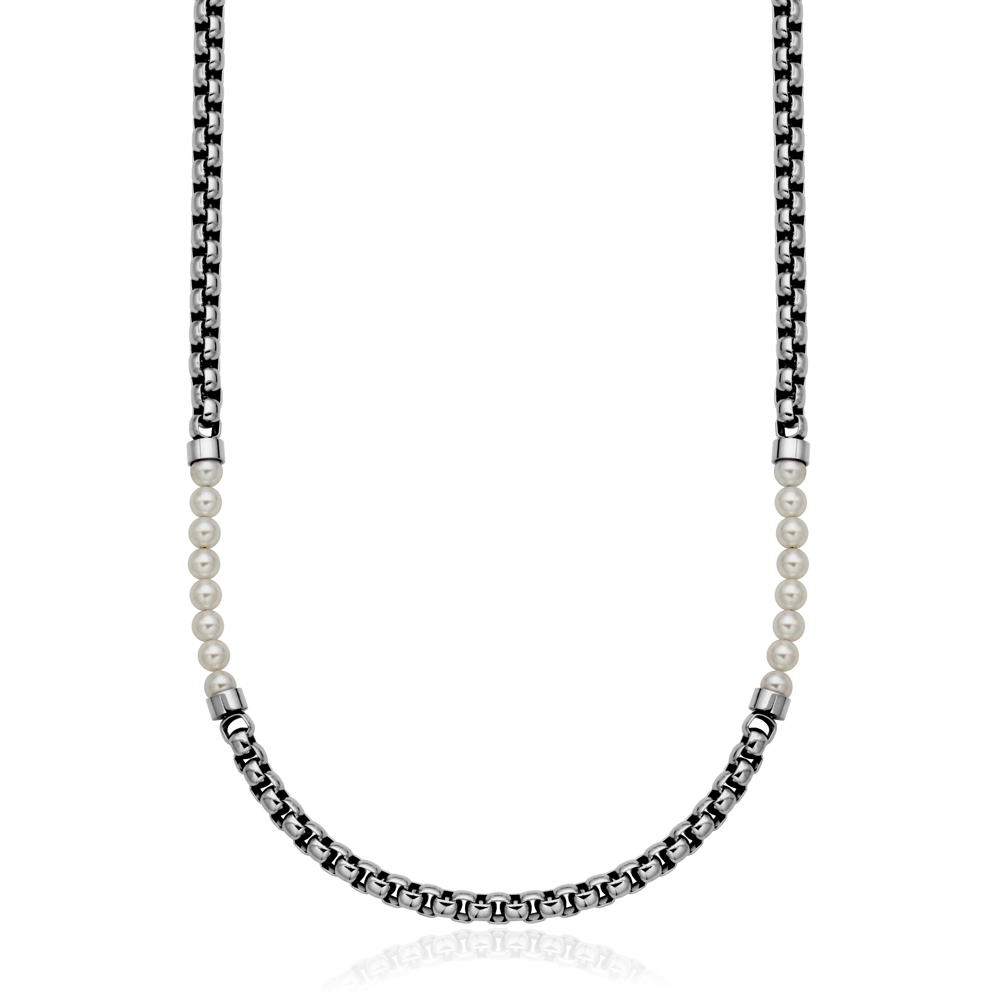 Steelx 6Mm White Shell Pearl Station Chain Neck 20"