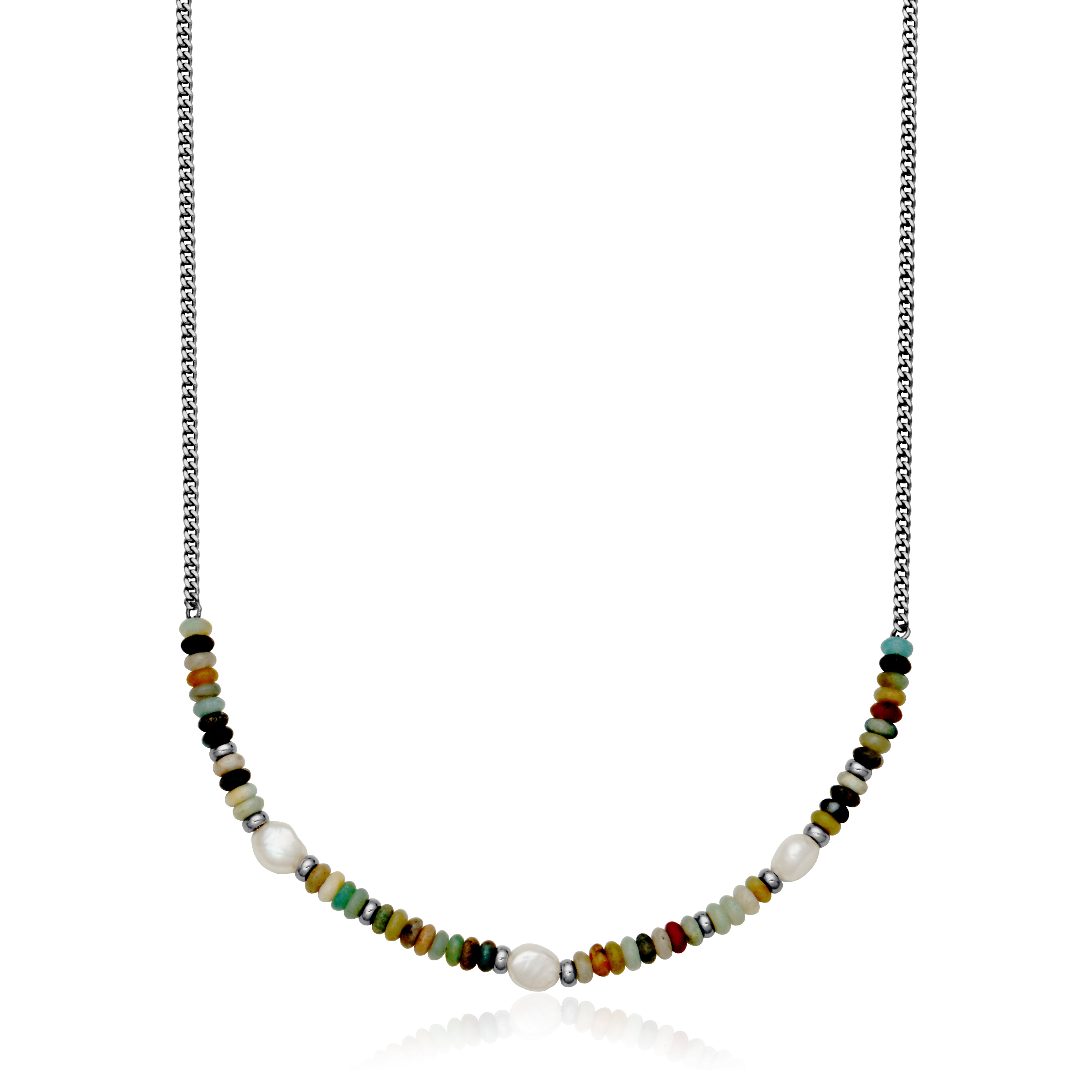 Steelx G Amazonite Beads Baroque Pearl Neck16+2"