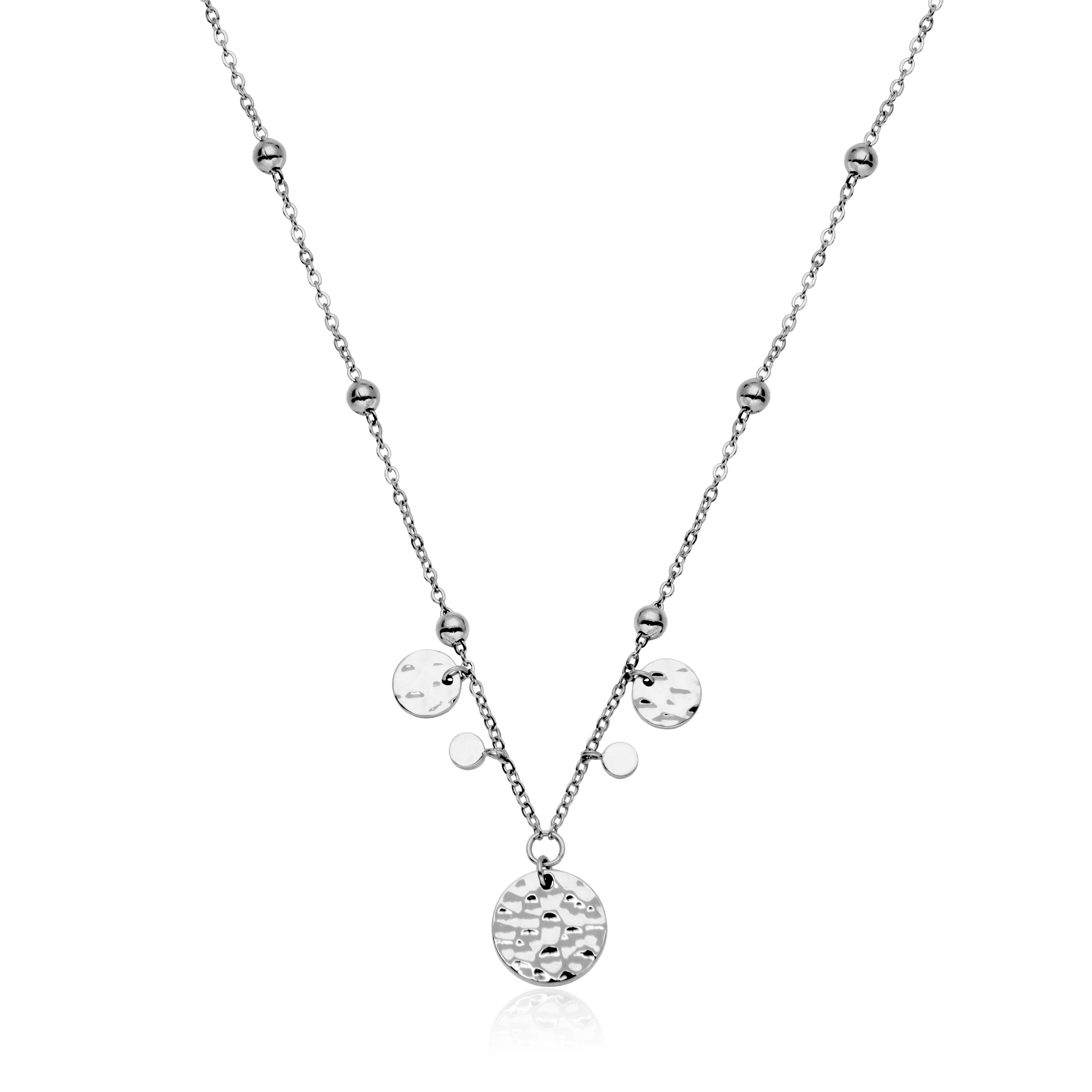 Steelx Hammered Multi-Disc Bead Chain Necklace 18+2"