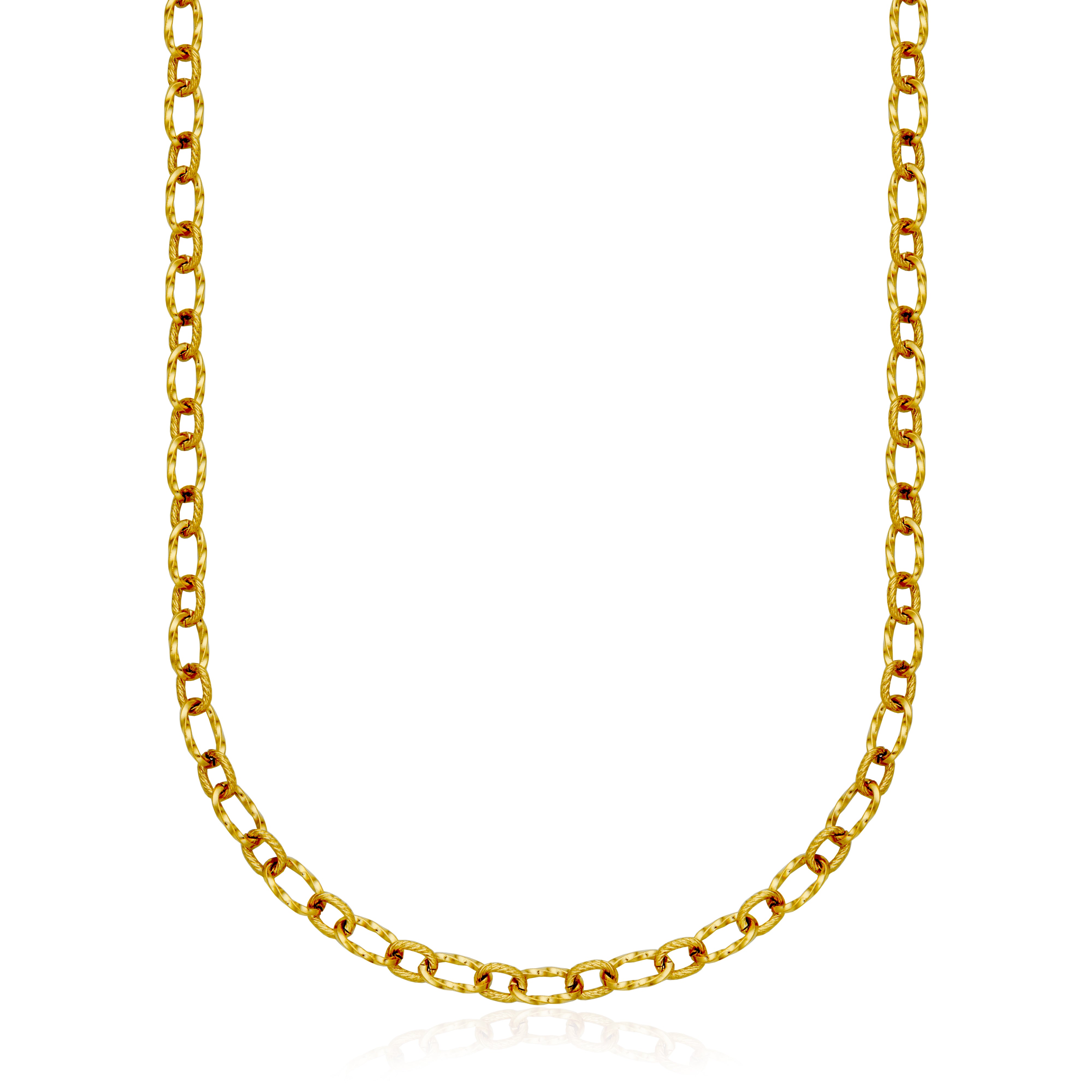 Steelx Ip Gd 7/6.5Mm Mixed Oval Link Necklace 16+2"