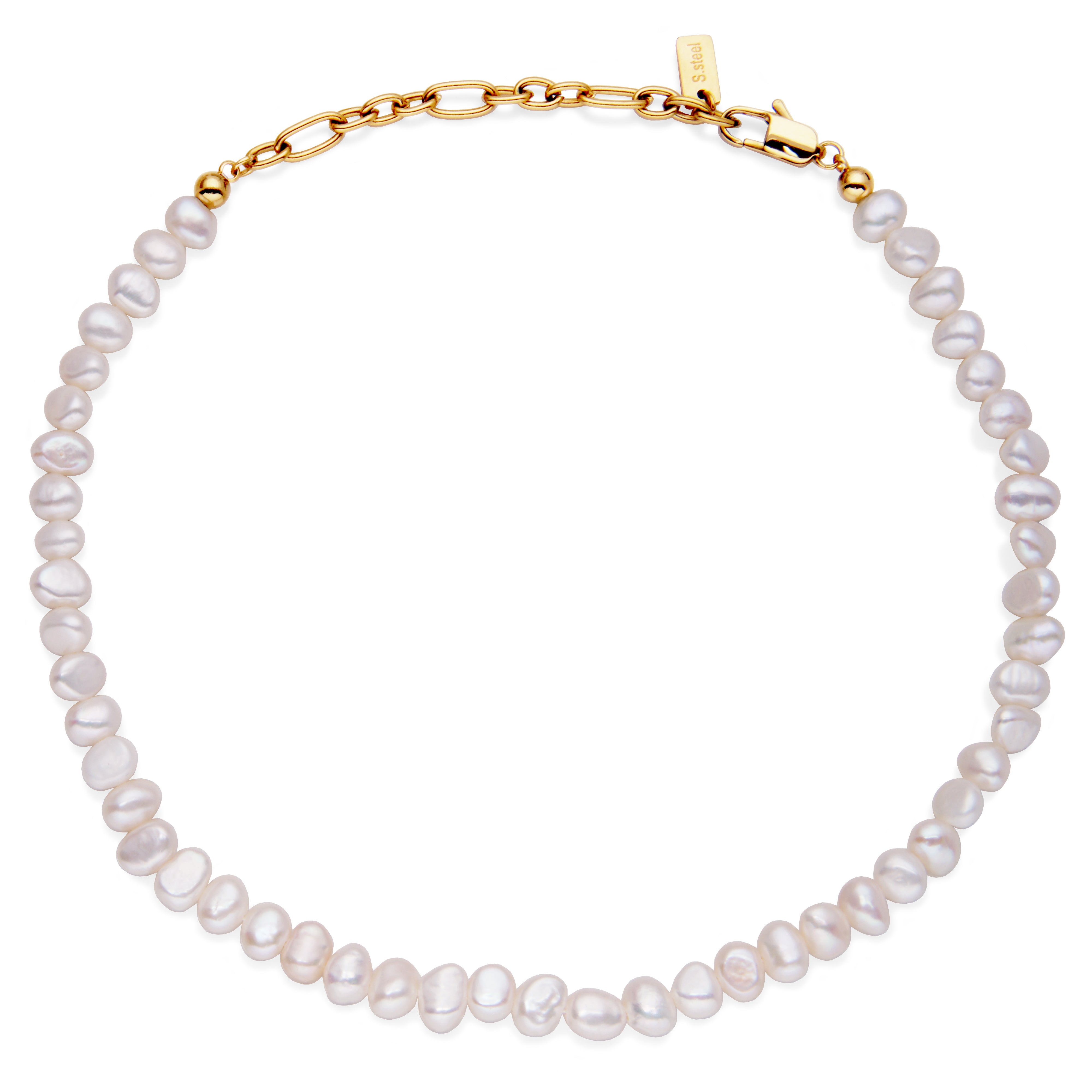 Steelx Ipgd 7Mm Fresh Water Pearls Strand Neck 13+4"