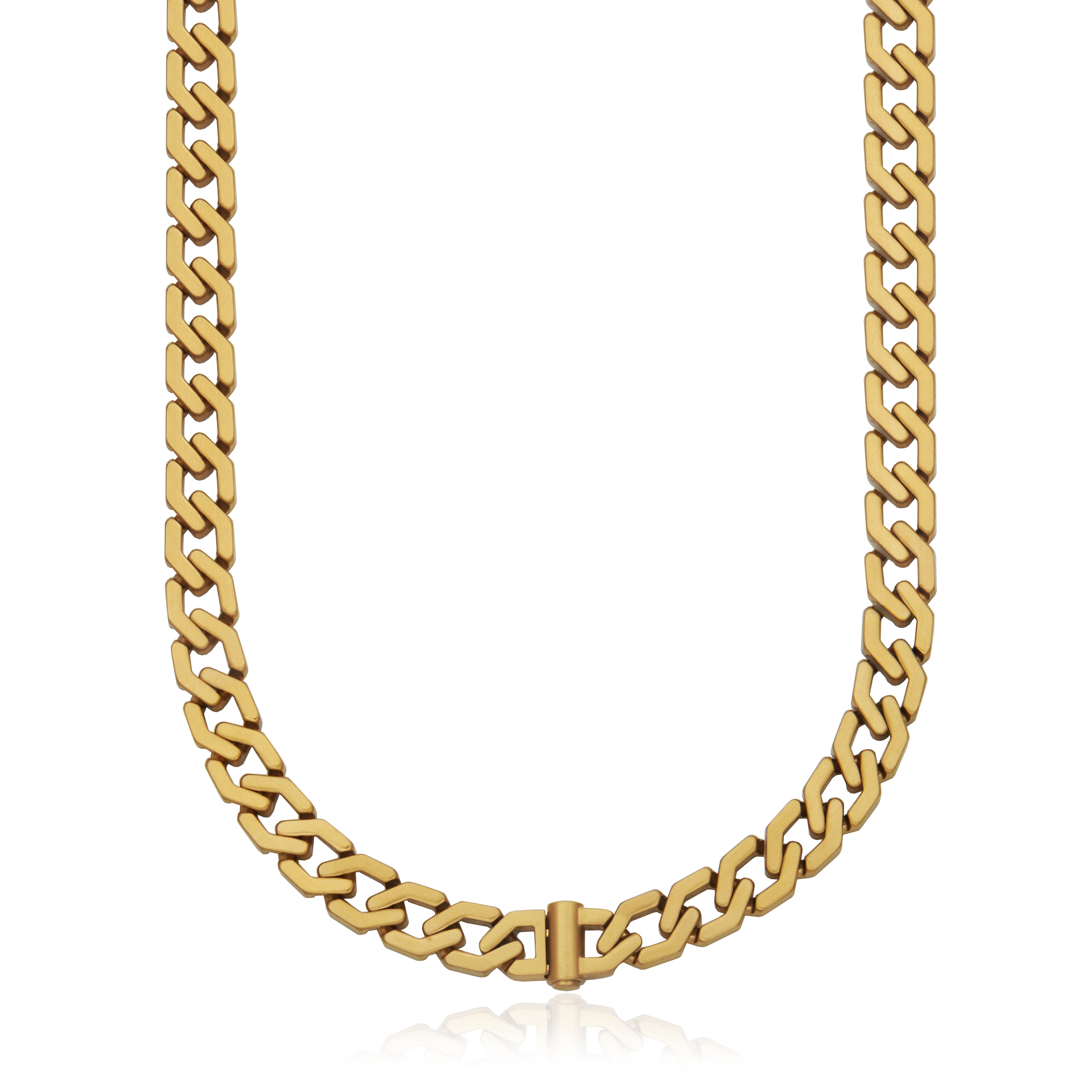 Steelx Matte Ip Gd Cuba Chain Necklace 10Mm 24''