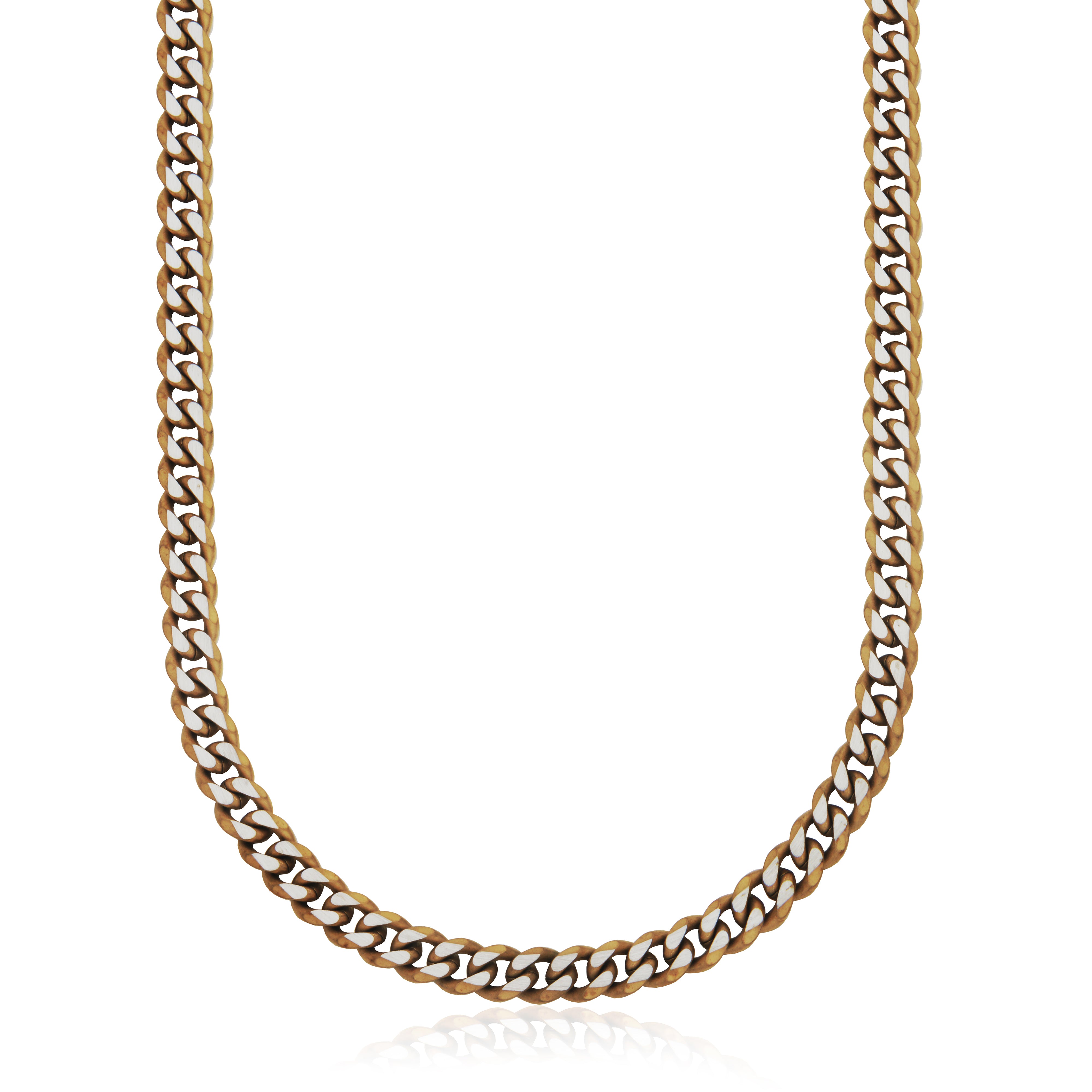 Steelx Two Tone Matte Ip Gd Curb Chain Neck 8Mm 24''