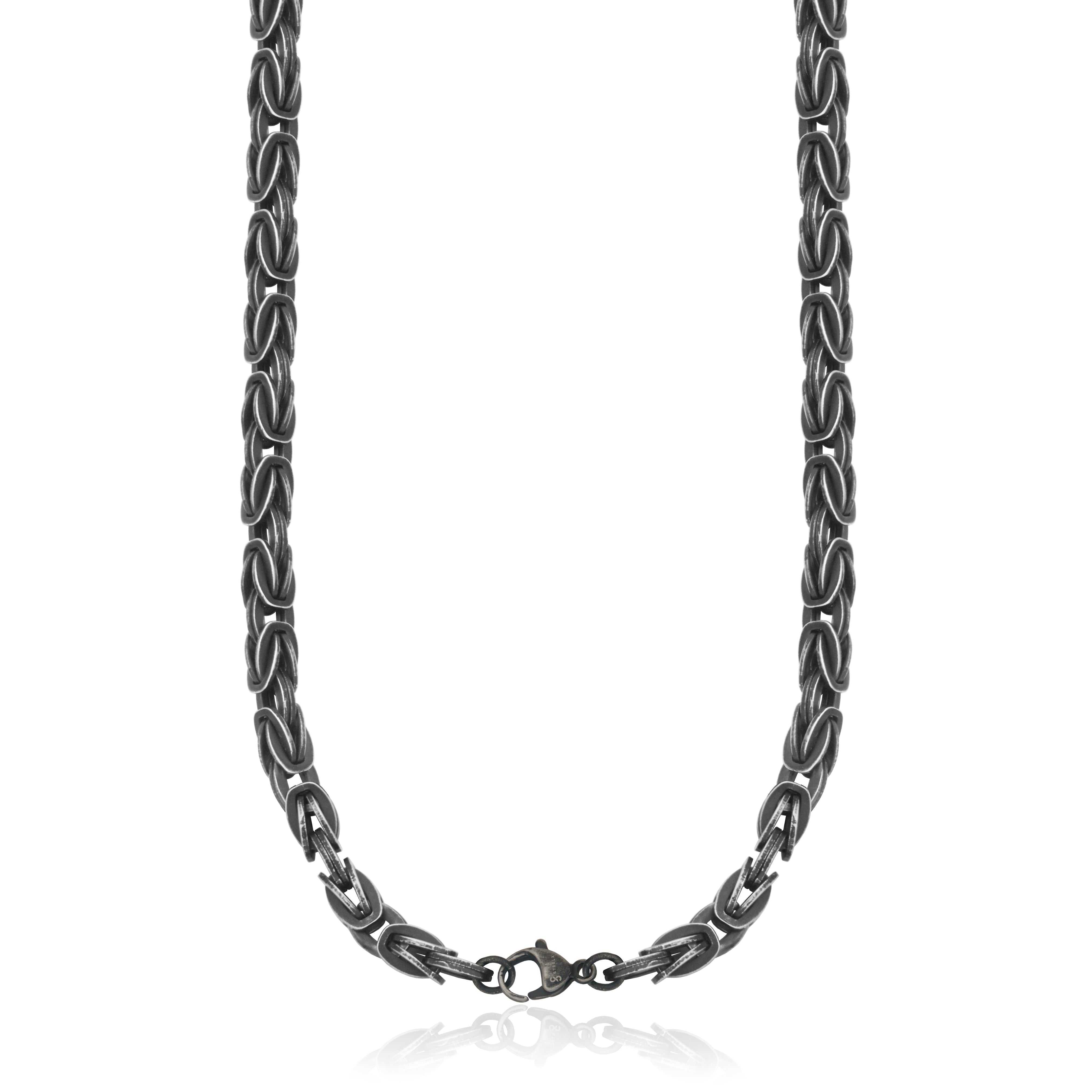 Steelx Ip Antique Black Byzantine Link Necklace 7.5Mm 24"
