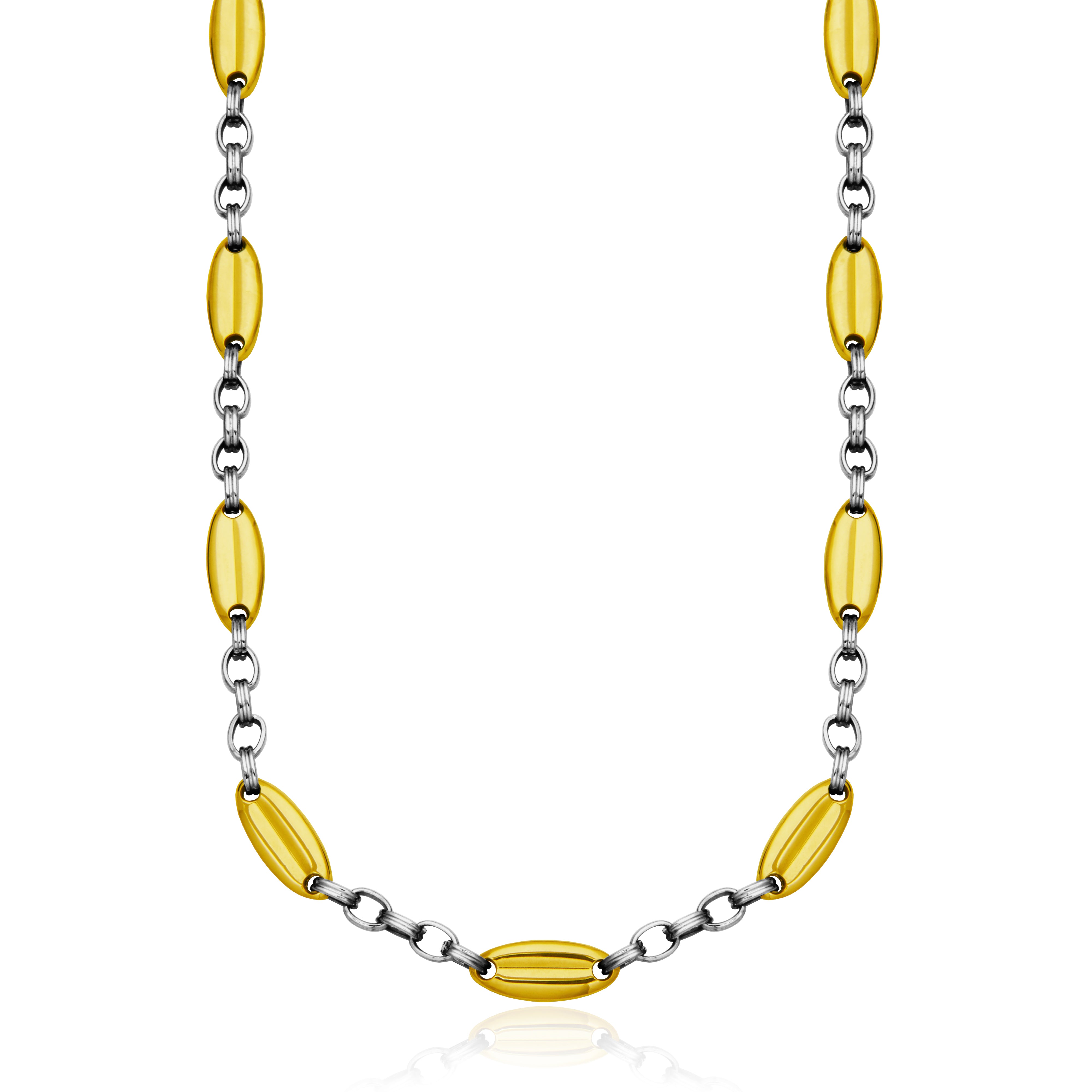 Steelx Two Tone Large Coffee Bean Link Necklace 18+2"