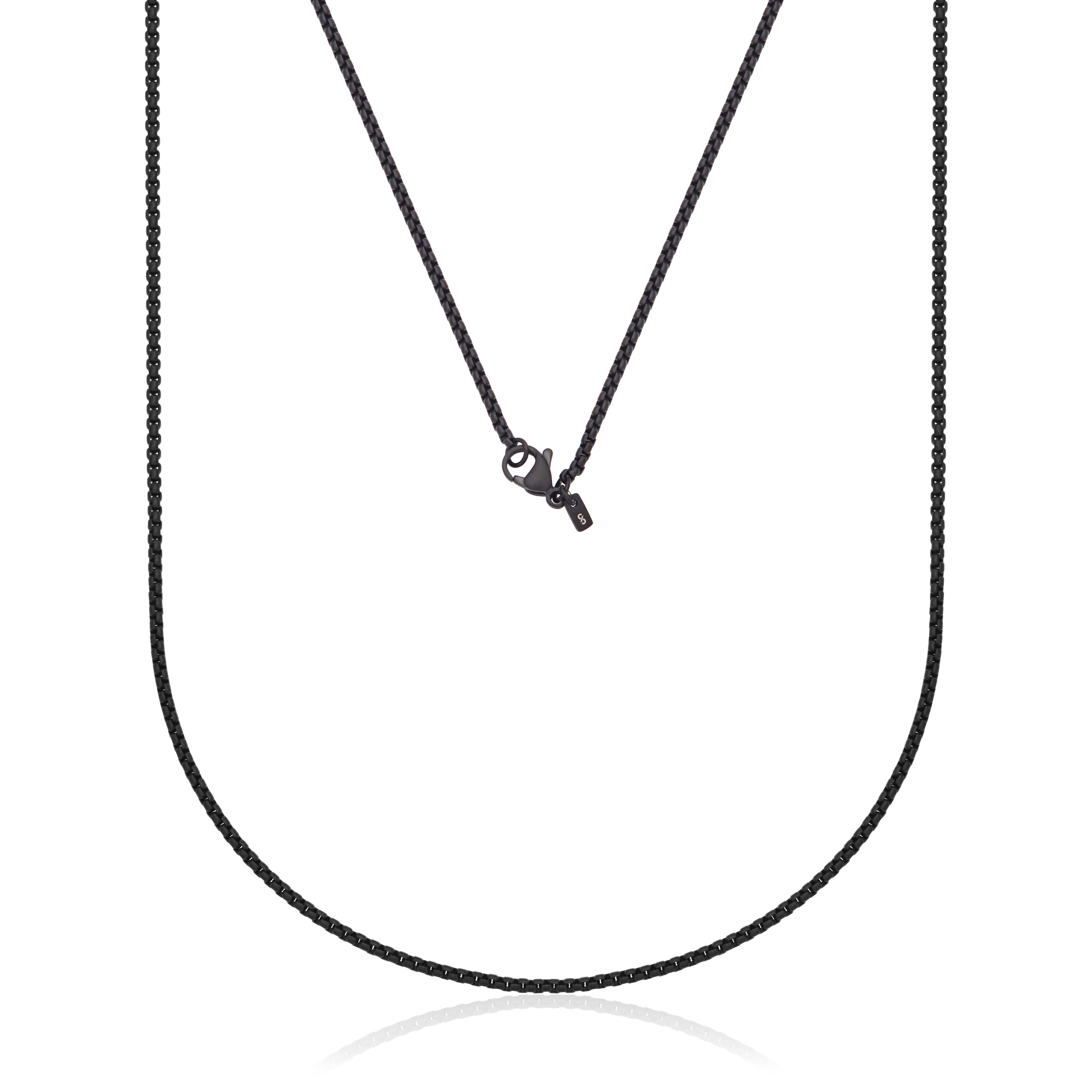 Steelx Ip Black  2.5Mm Round Box Chain Matte Finish 20"