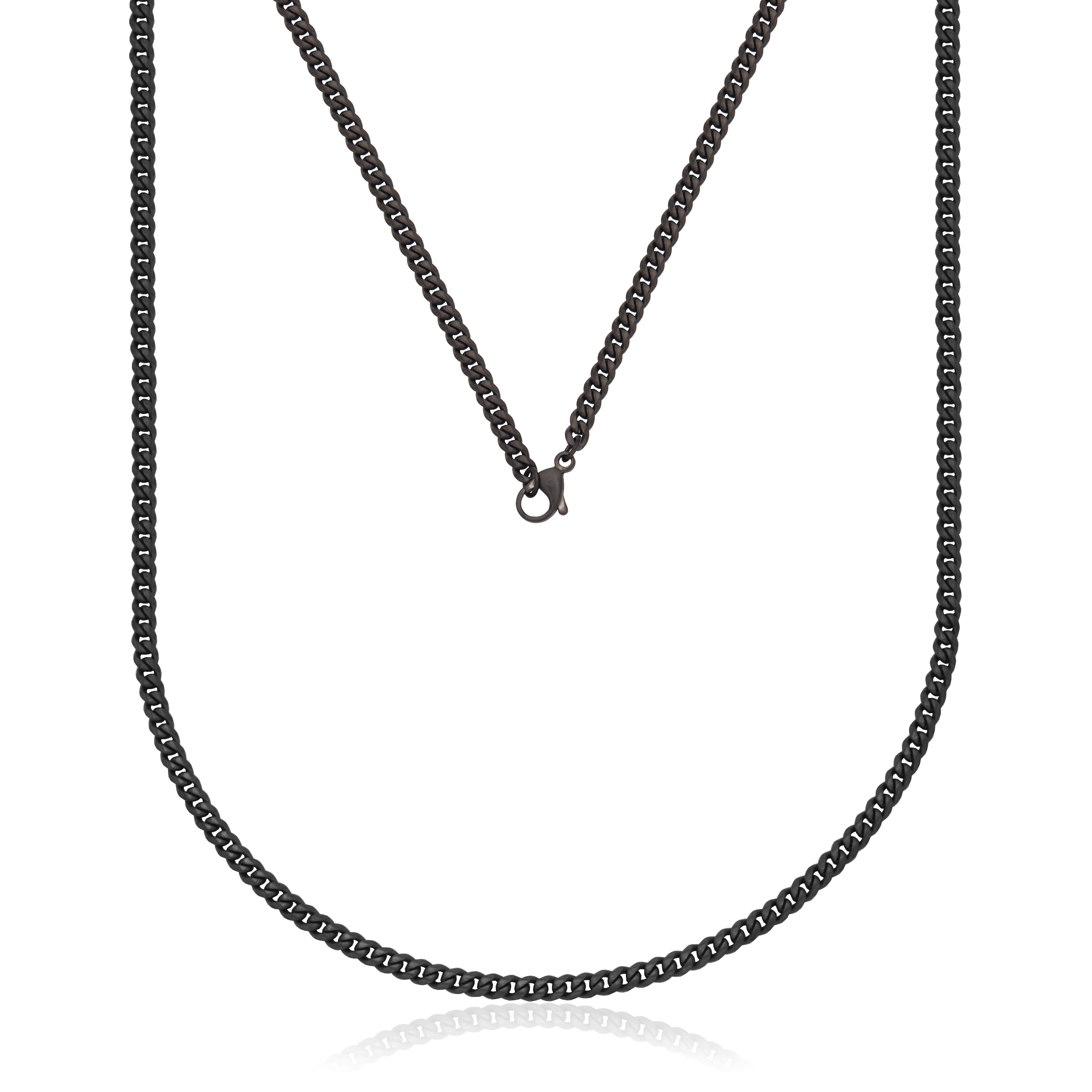 Steelx Neck Ip Black 4Mm Curb Chain Matte Finish 20"