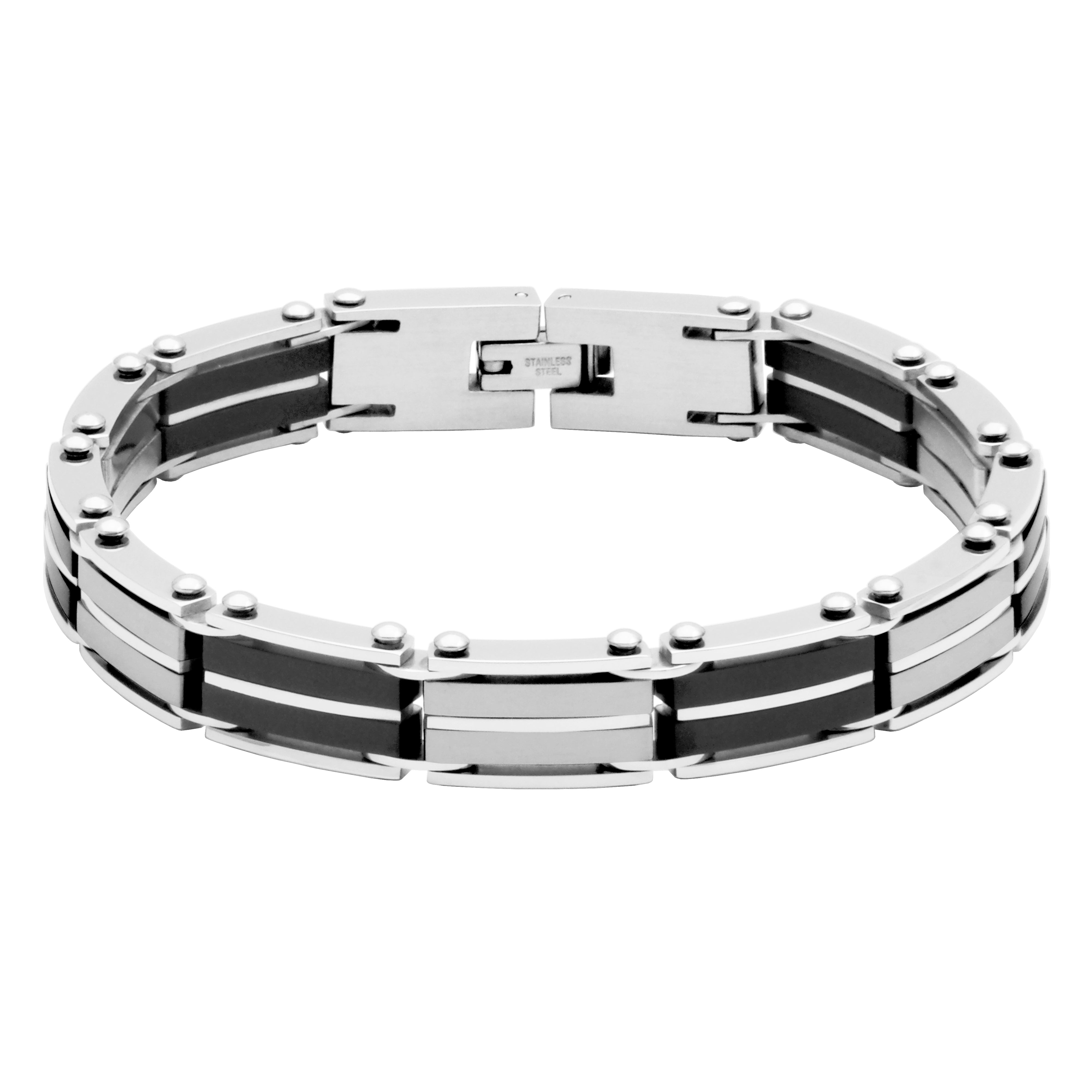 Steelx Steel/Ip Black Man'S Bracelet 8"