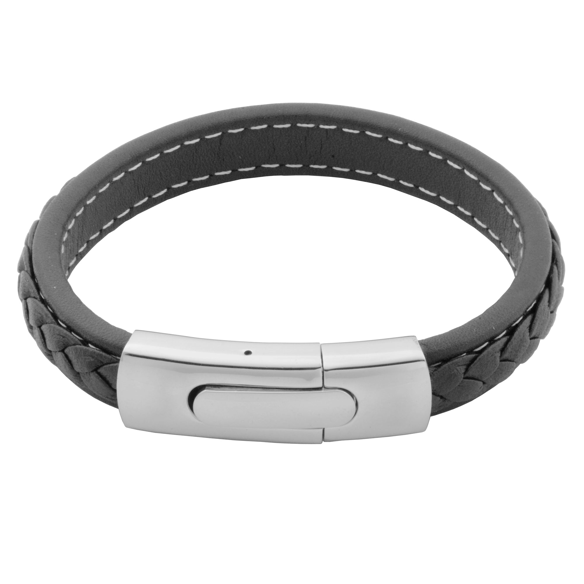 CJ Steelx Leather Bracelet - Black