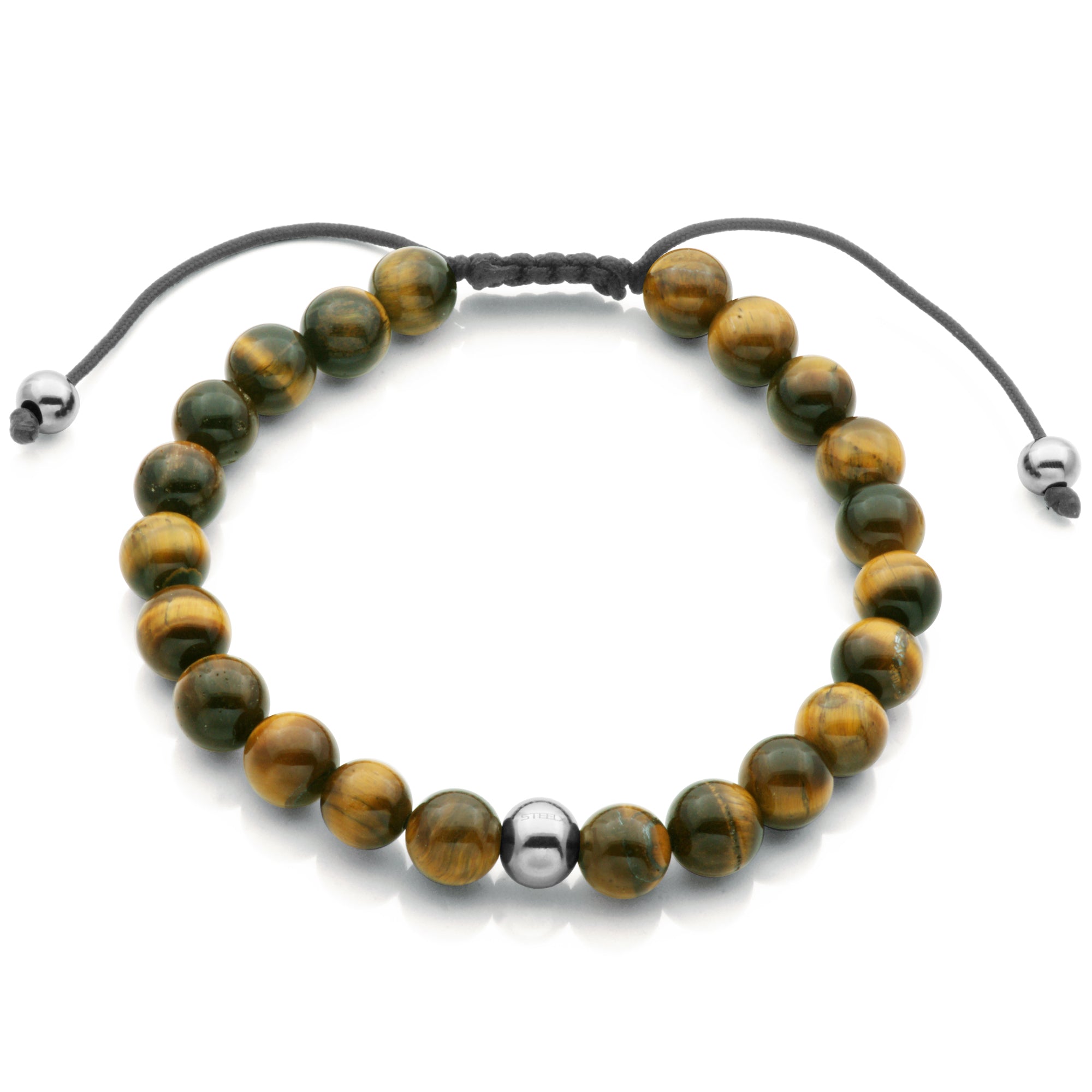 Steelx Bracelet Yellow Tiger Eye Stone 8Mm 8.5"