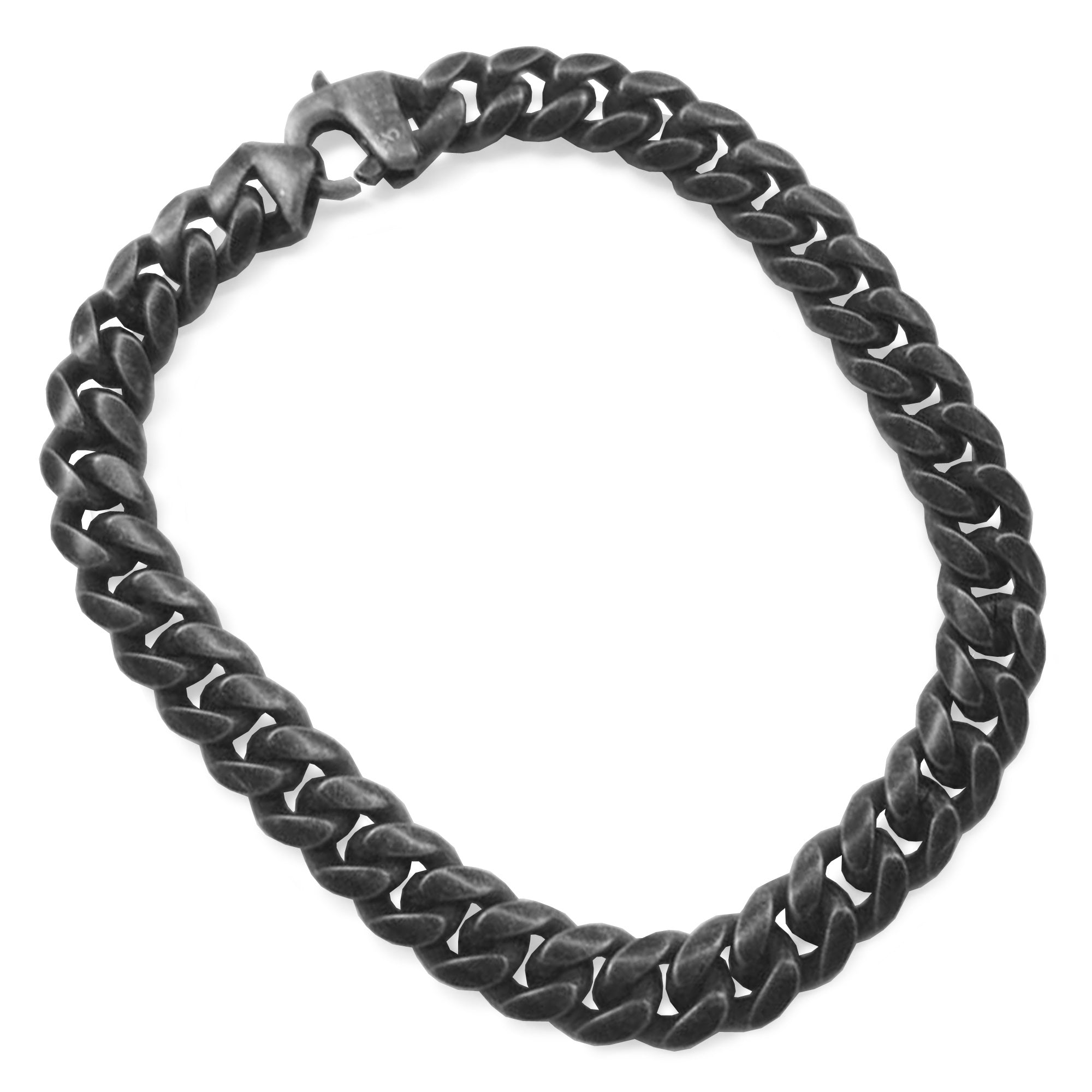 STEELX 8mm Curved Curb Chain Bracelet - Antique Black