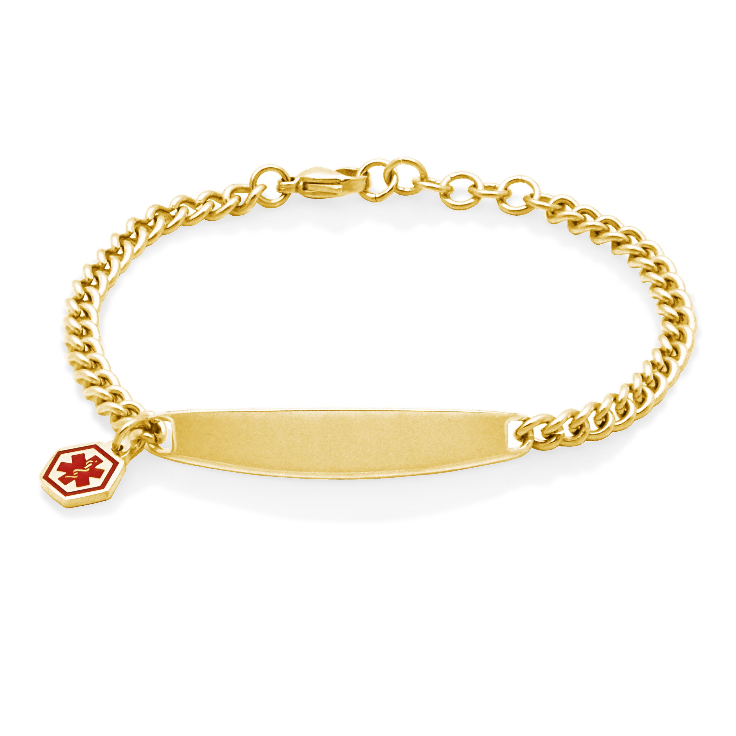 Steelx Medic Alert Charm Id Pend Ip Gold 7.5+1"