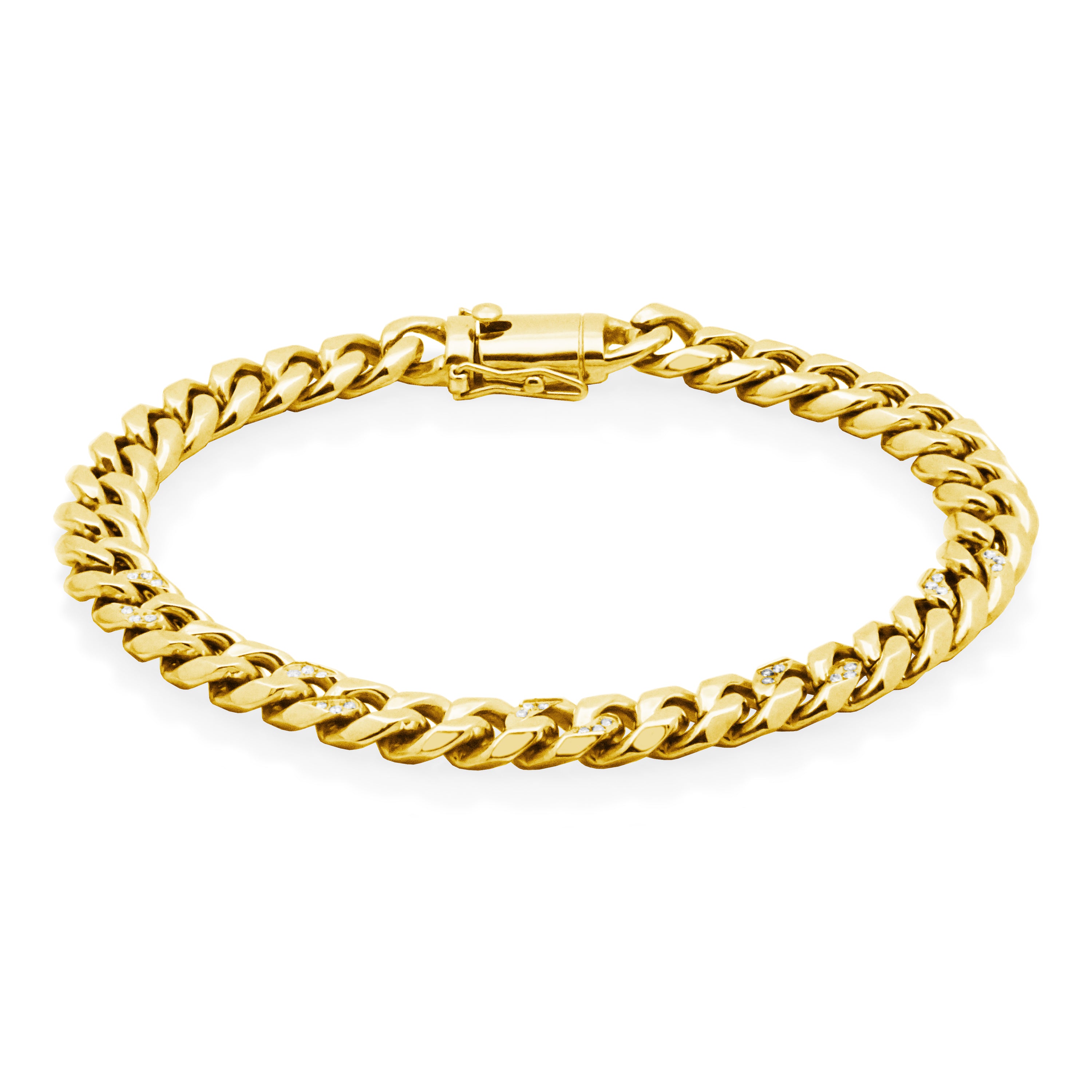 Steelx 8Mm Accent Curb Chain Brace Ip Gold With Cz 8.5"