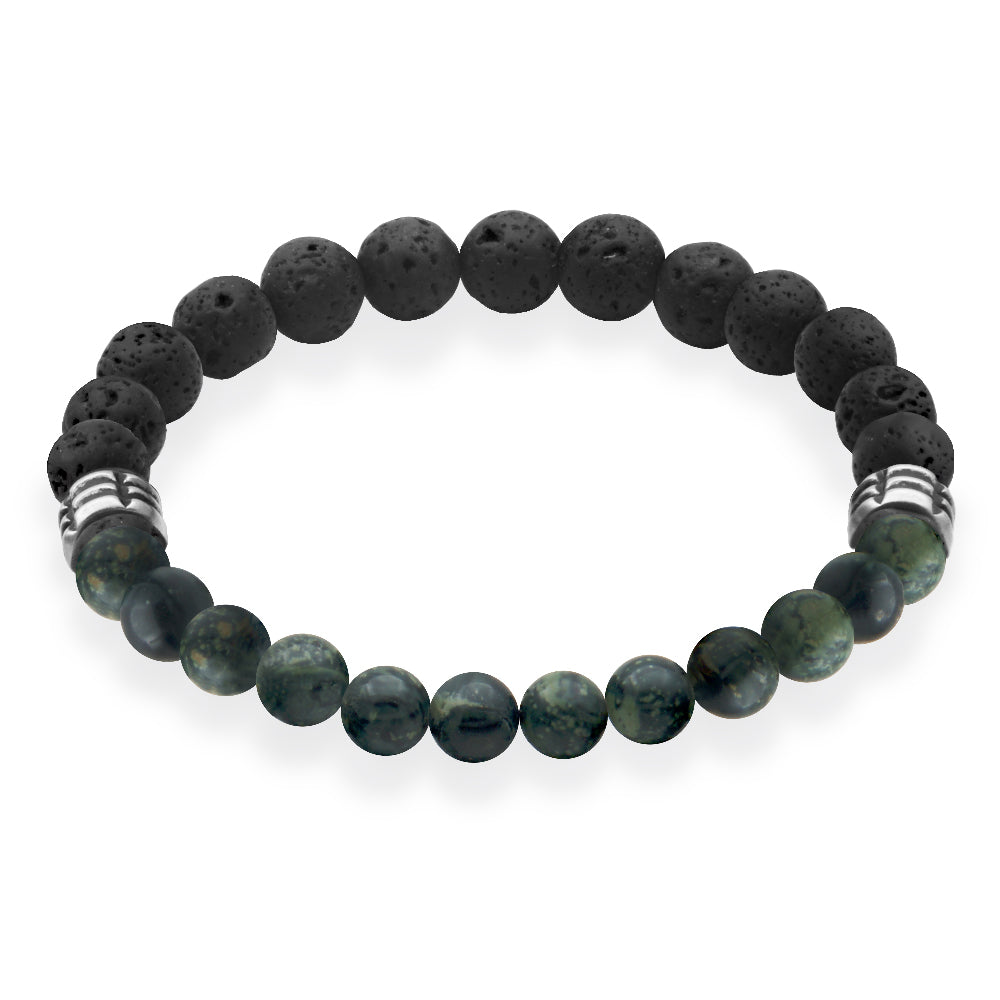 Steelx Brace Lava Bead8.5Mm Polar Jade Bead 8Mm8.75"