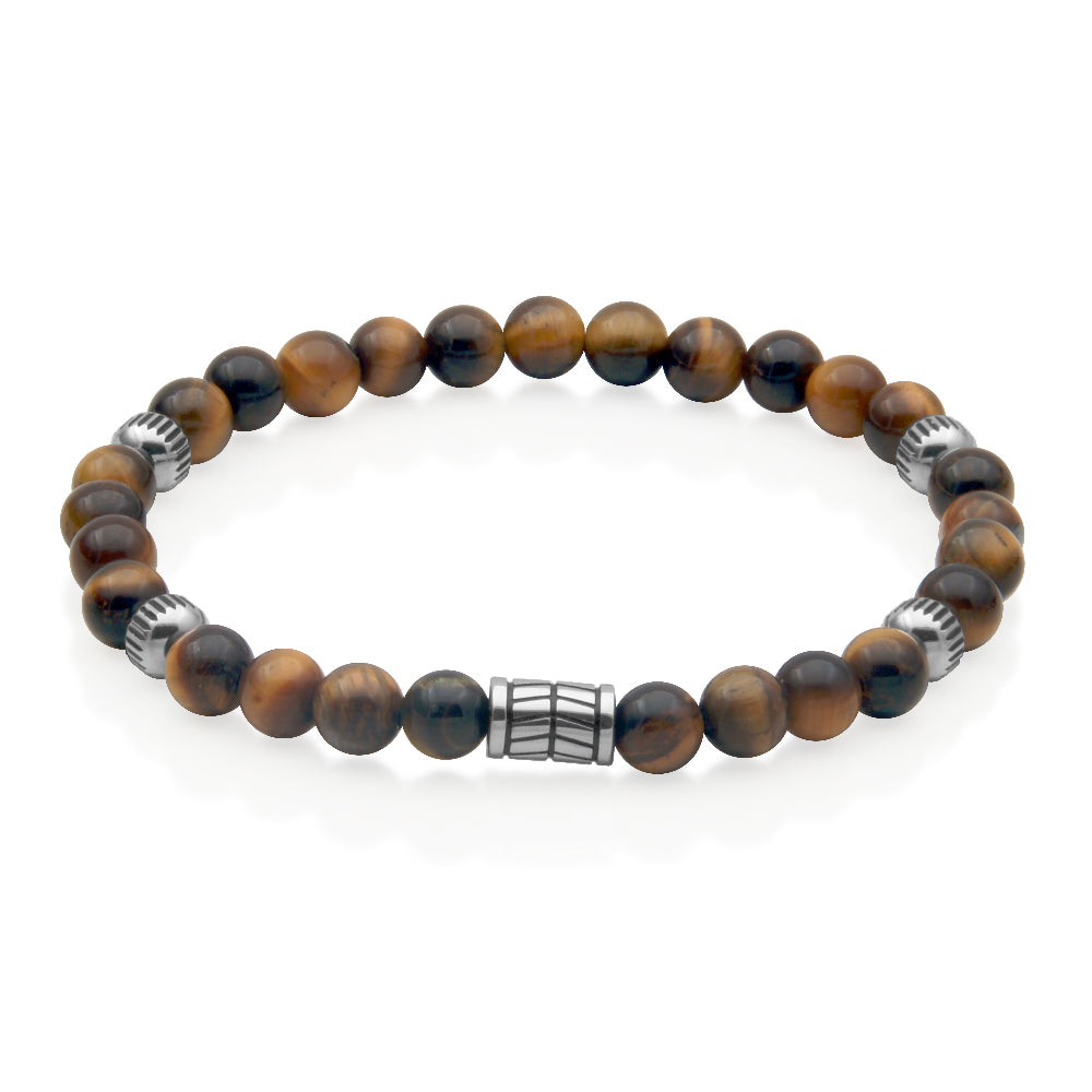 Steelx  Bracelet  Yellow Tiger Beads 6Mm 8.25"