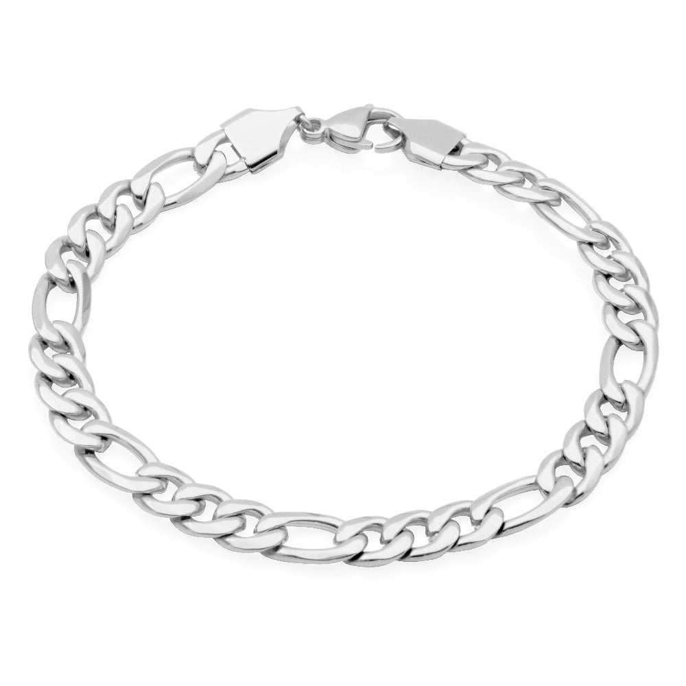 Steelx 8Mm Figaro Chain High Polish  Bracelet 8.5"