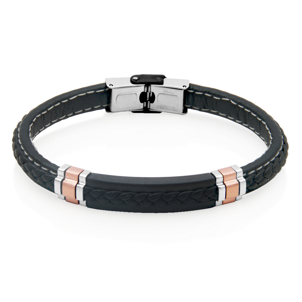 Steelx Ip Rose Bracelet Black Microfiber 8.25"